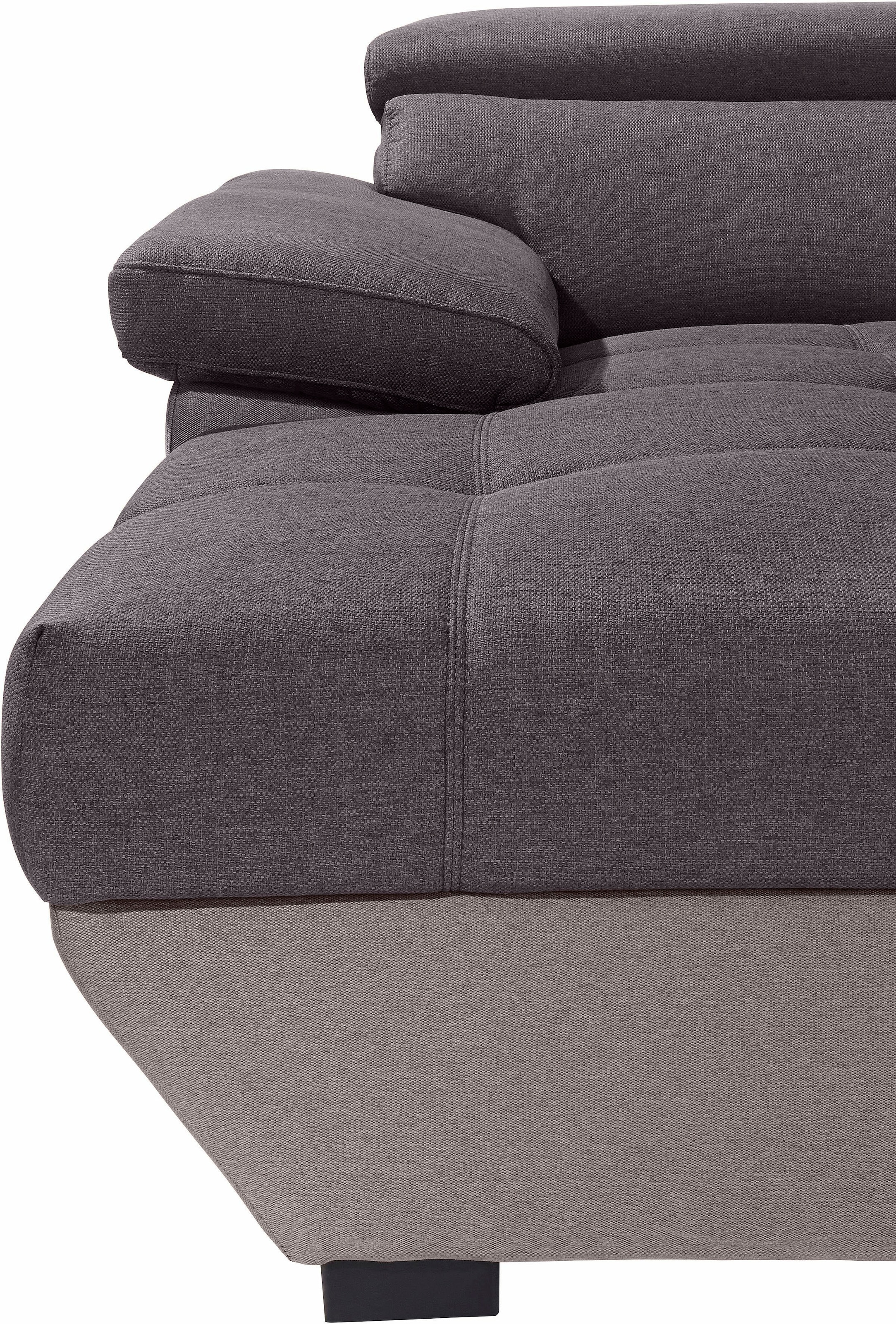 COTTA Polstergarnitur »Speedway U-Form«, (Set), Set bestehend aus: Wohnlandschaft mit Kopfteilverstellung & Hocker