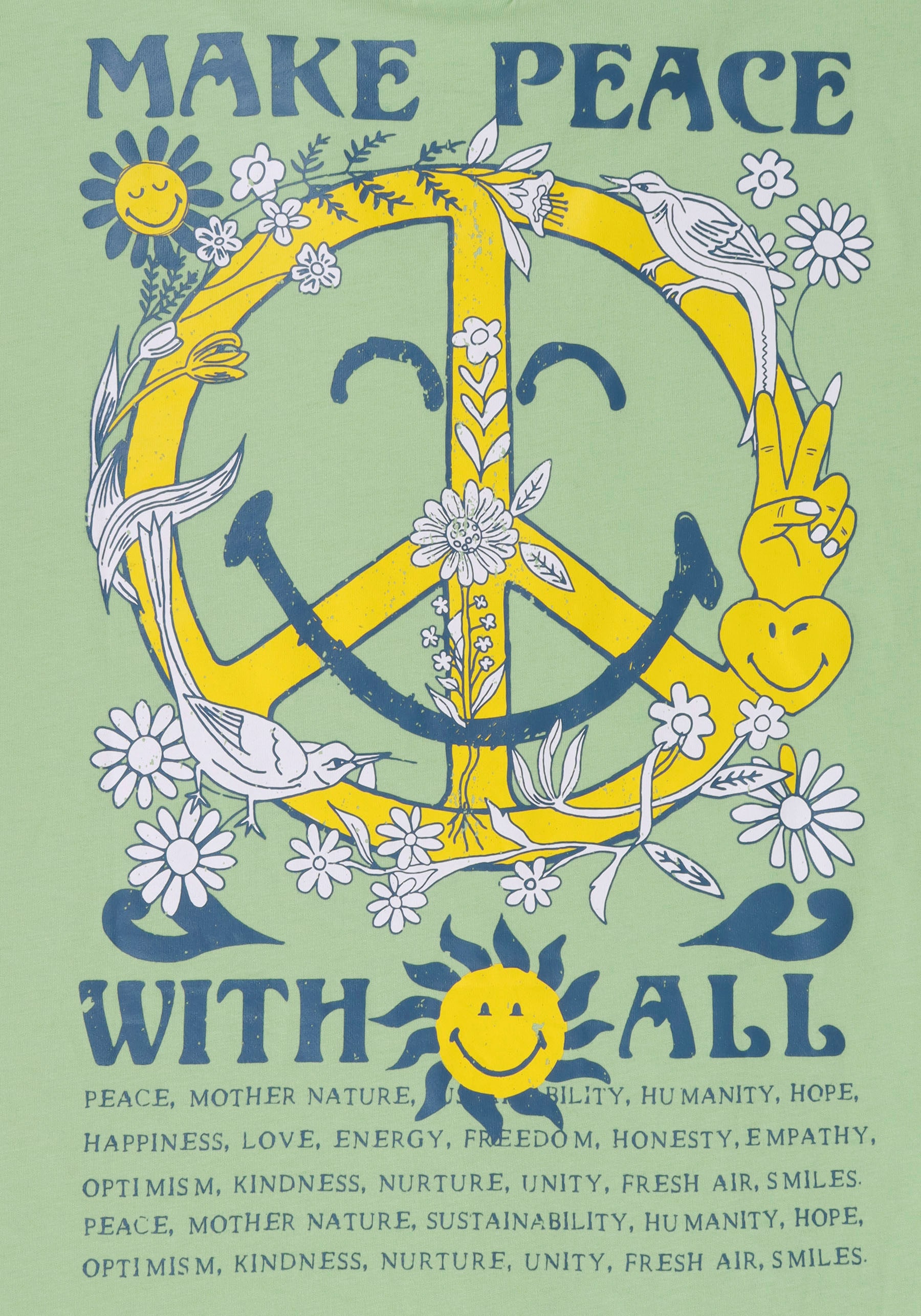 Capelli New York T-Shirt, mit Peace Zeichen Rückendruck - Smiley Word Collection