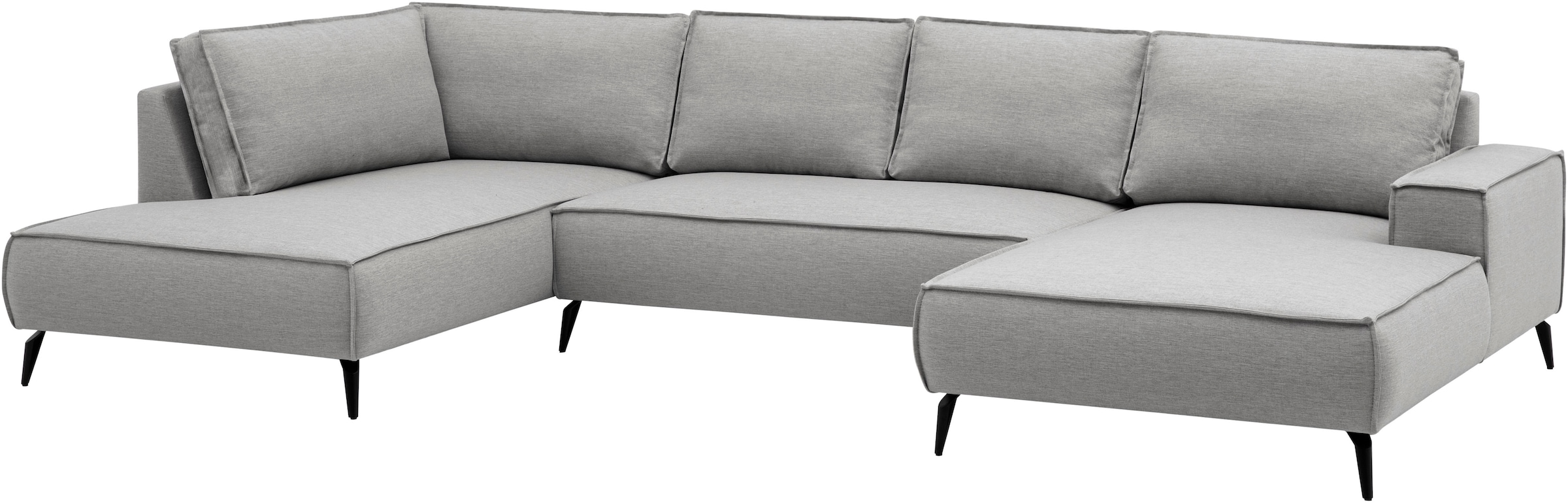 GOODproduct Wohnlandschaft »TVINNU Leinenoptik, 354 cm« Recamiere rechts/links, schwarze Metallfüsse, bequeme Sitz-/Liegefläche