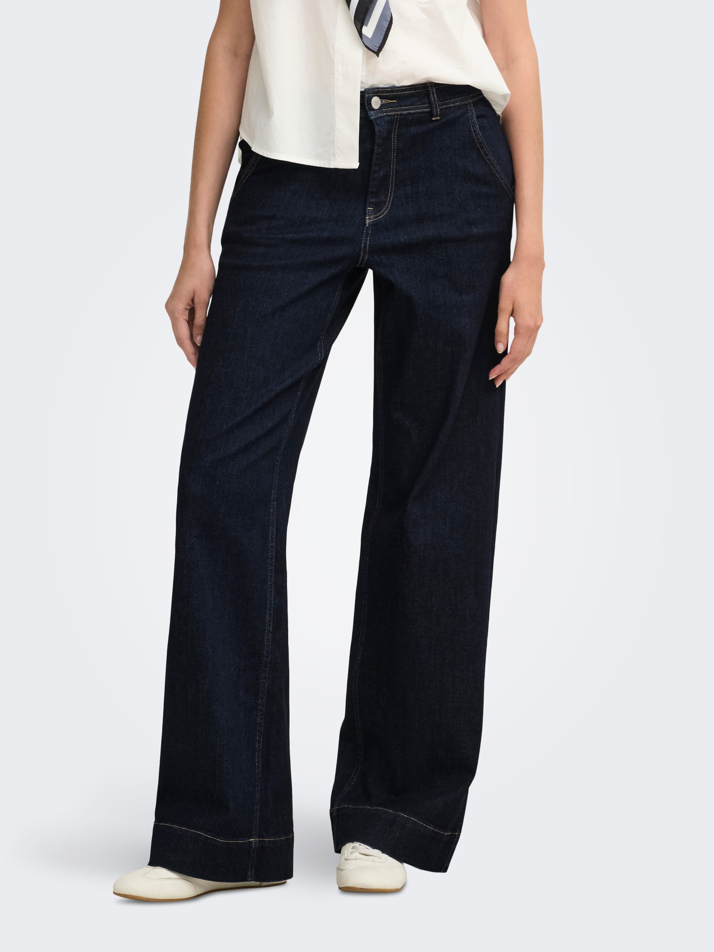 Image of ONLY High-waist-Jeans "ONLMADISON HW CHINO WIDE DNM GUA772 NOOS" Materialmix, wide fit