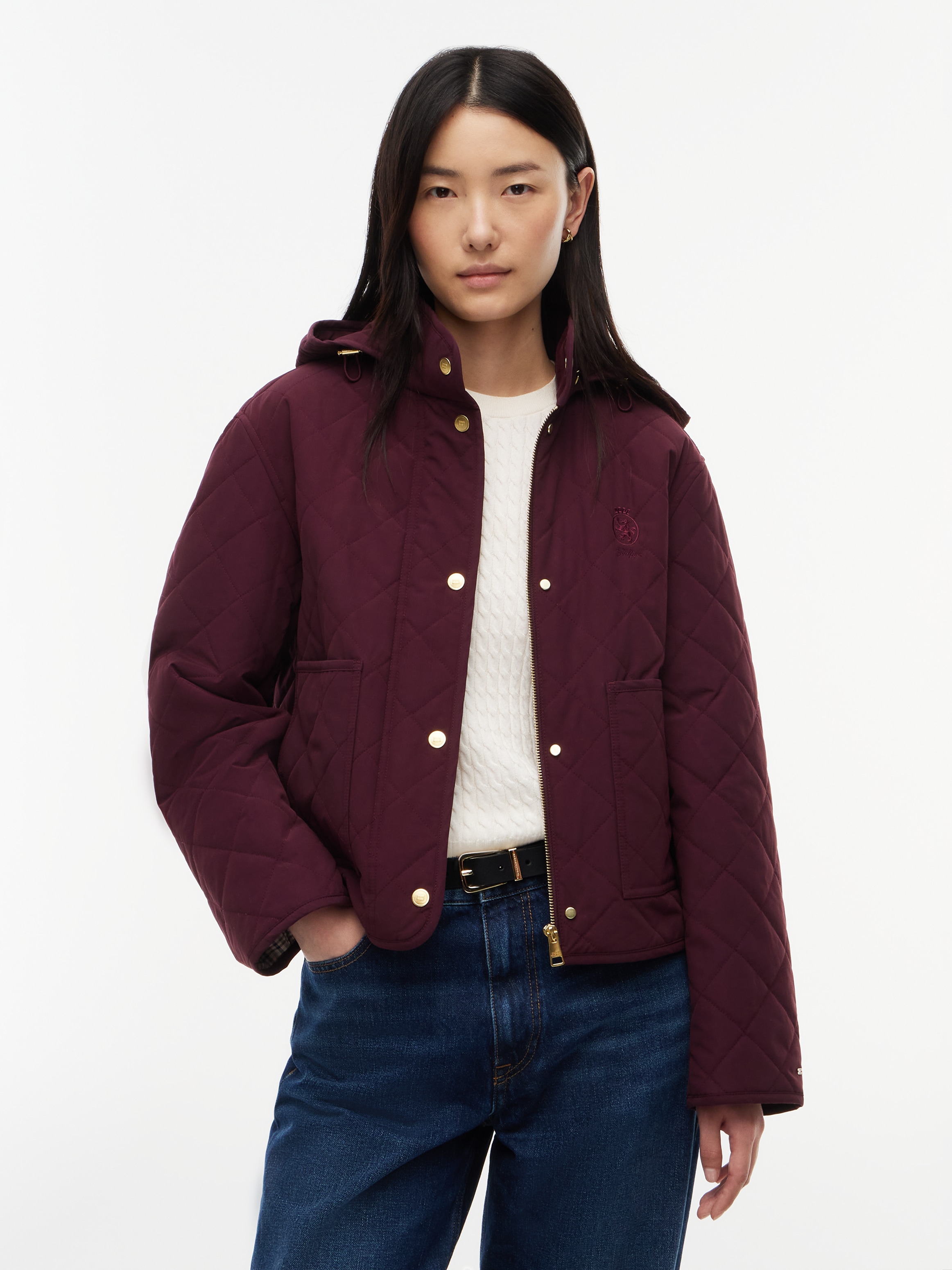 Tommy Hilfiger Veste matelassée »QUILTED HOOD JACKET« avec capuche mélange de coton