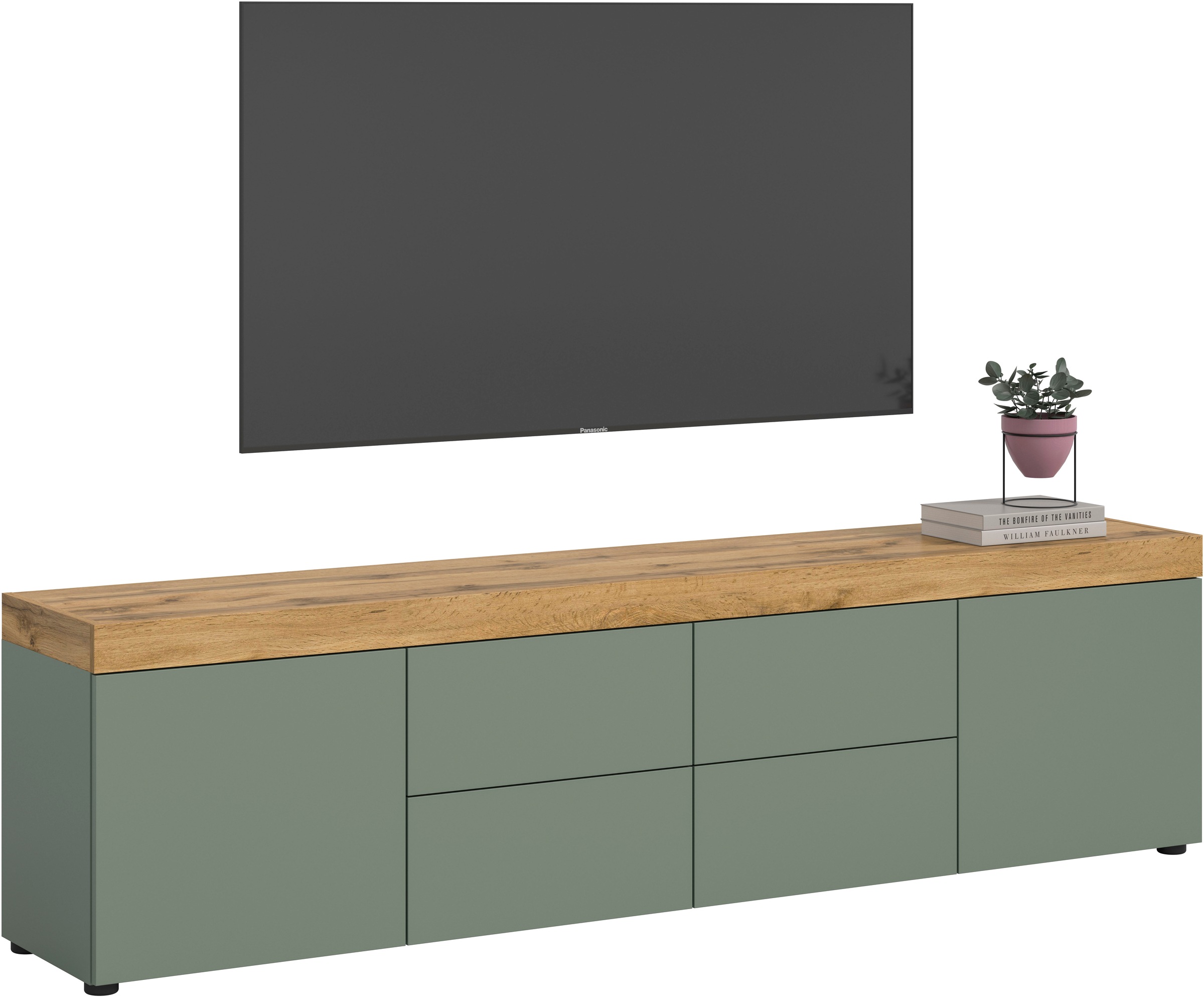 Image of GOODproduct Lowboard "MAMBO, TOPSELLER, Breite 200 cm, 2 Türen, 4 Schubkästen, 4 Fächer" 1 Stk. tlg. Lowboard, TV Unterschrank, Tv-Schrank, Wohnzimmer