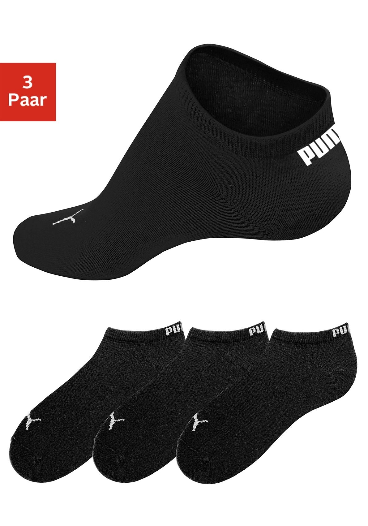 PUMA Sneakersocken, (3er-Pack), mit eingestricktem Markenlogo