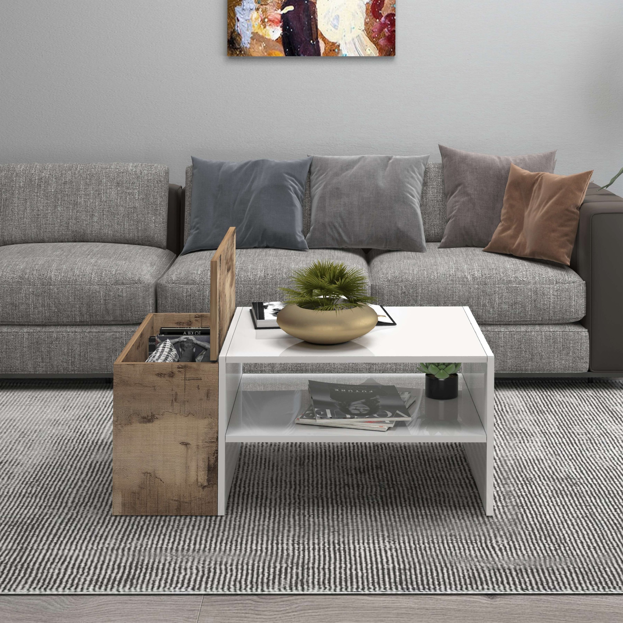 Home affaire Couchtisch »Coro, Couchtisch, Couchtisch mit seitlichem Stauraum,Sofatisch« Länge 90 cm, mit zwei Ablagefächern davon eines geschlossen