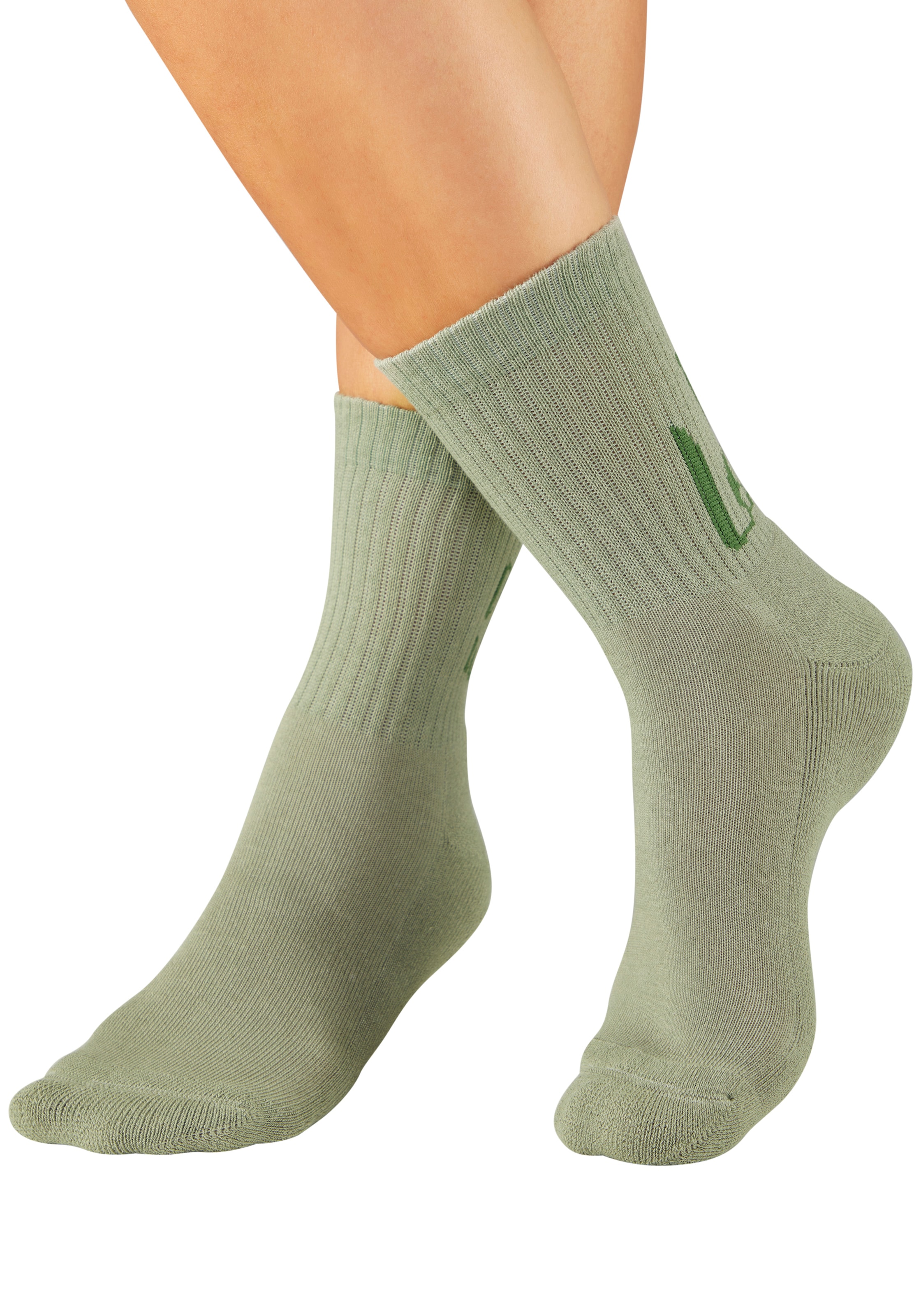 H.I.S Tennissocken »Damen Sportsocken daily socks« Packung, 7 Paar tlg. mit Fussfrottee und ansprechenden Schriftzügen