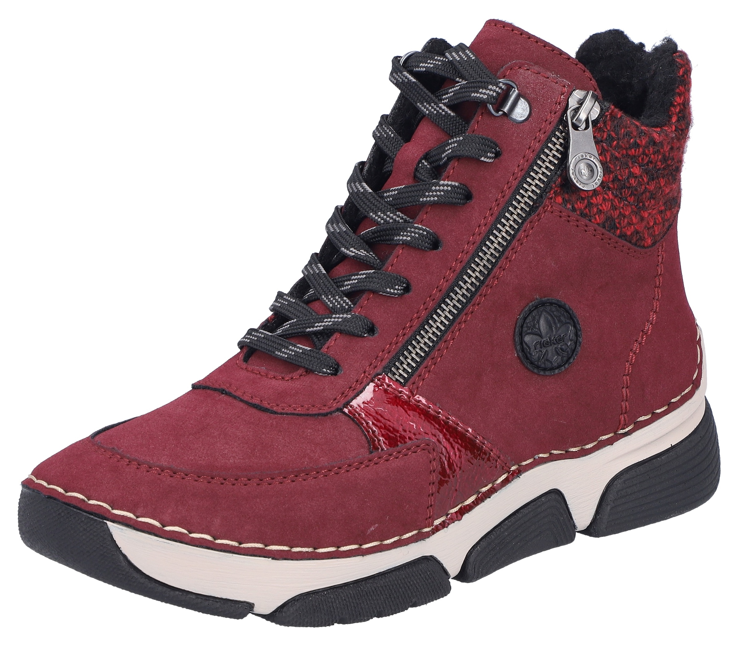 Image of Rieker Winterboots Schnürstiefelette, Schnürboots mit Textil-Besatz am Schaftrand