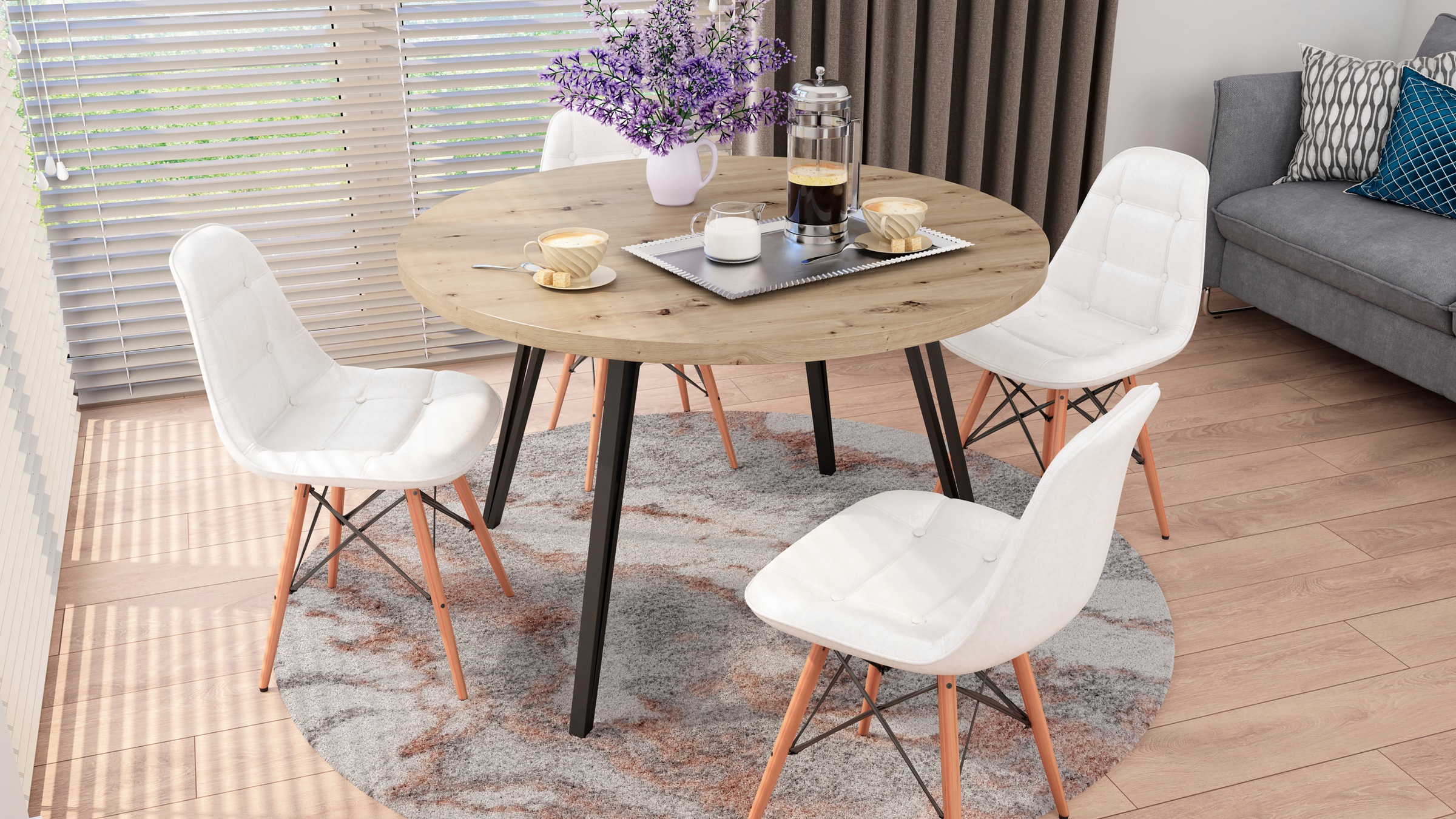 byLIVING Esstisch MARTA, Breite 120 cm, Artisan Eiche (Eiche-Optik)/schwarz