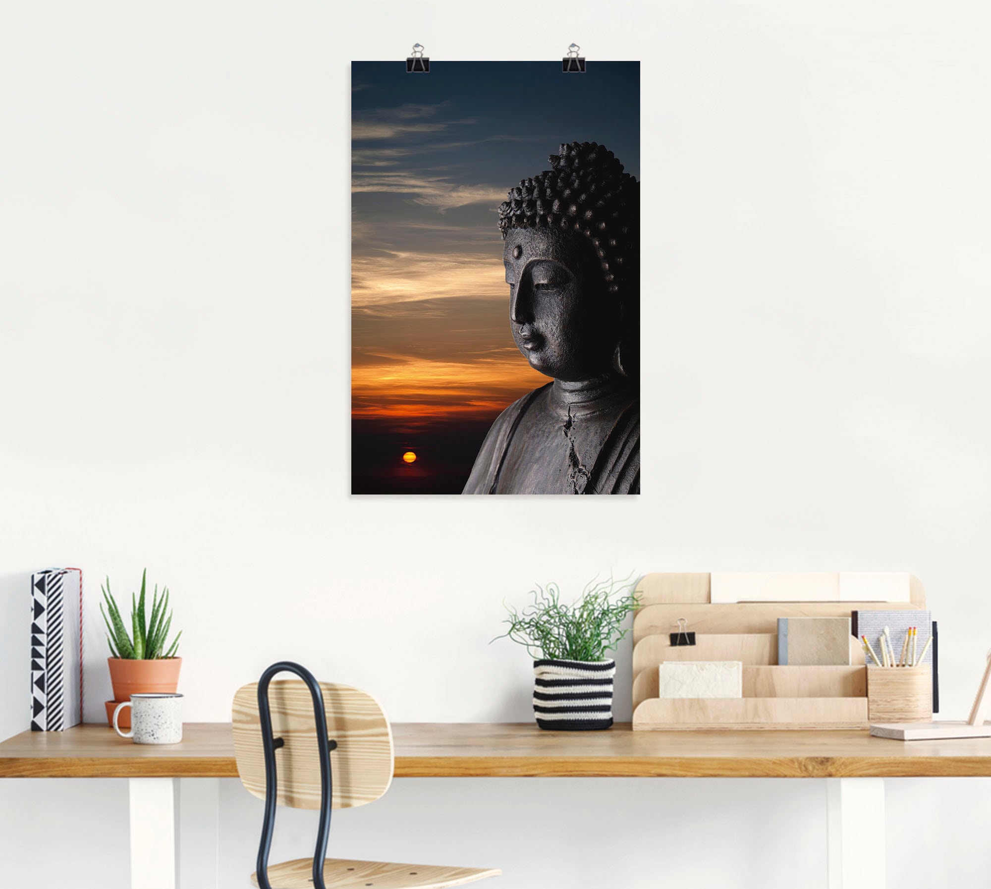 Artland Wandbild »Buddha Statue vor Sonnenuntergang«, Buddhismus, (1 St.), als Alubild, Leinwandbild, Wandaufkleber oder Poster in versch. Grössen