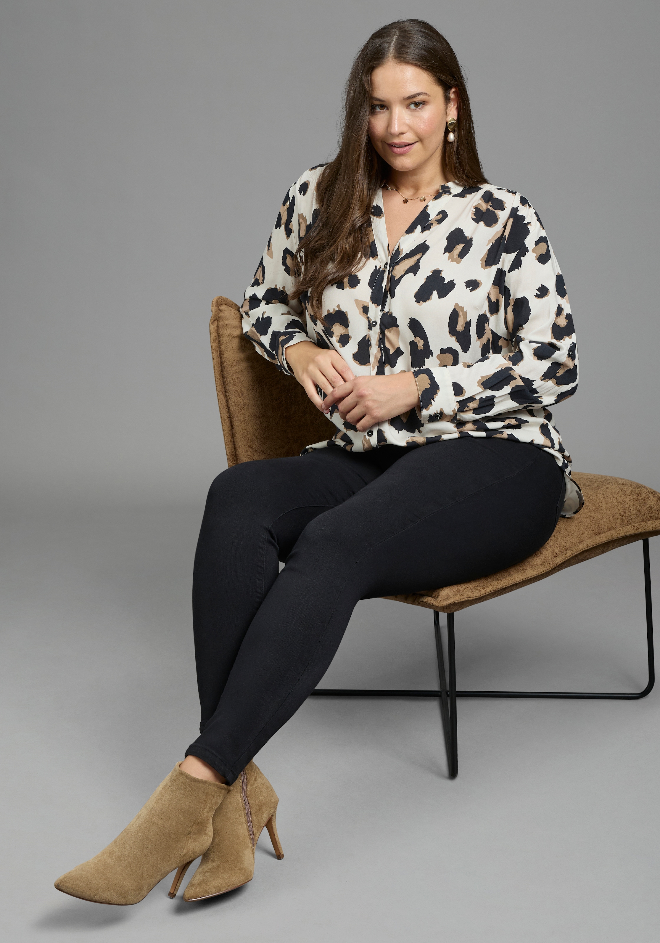 Laura Scott CURVE Chemisier long »Grosse Grössen« style tunique en viscose douce