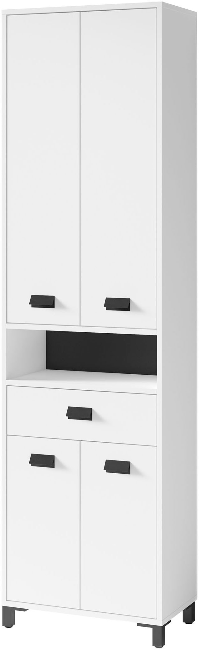 byLIVING Armoire haute »Wellness« Badezimmer Hochschrank mit 4 Türen und Schubkasten für viel Stauraum