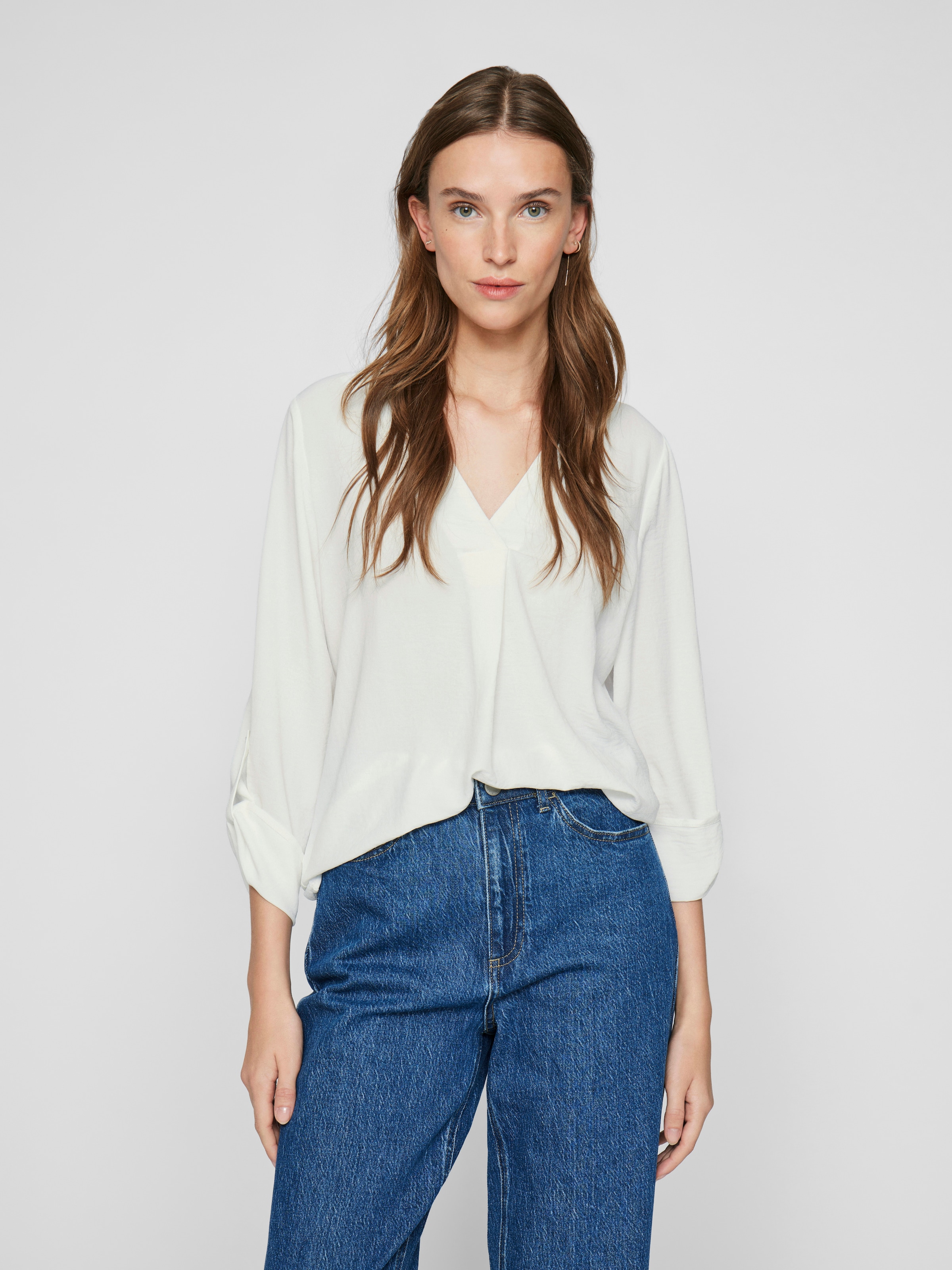 Vila Blusenshirt »VIJOSA 3/4 V-NECK TOP - NOOS«