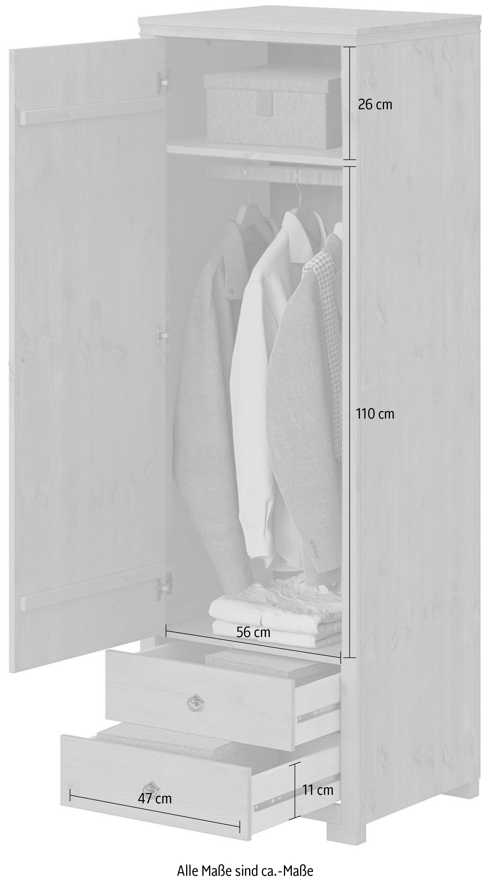 GOODproduct Kleiderschrank »Gotland, Schrankmodulsystem, einzeln oder mit der Serie kombinierbar« massive Kiefer, variabel einsetzbar, auch für Dachschrägen