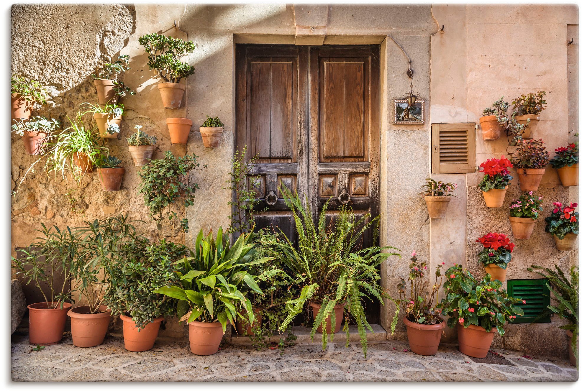 Image of Artland Wandbild »Altstadtgasse Mallorca, Spanien«, Pflanzenbilder, (1 St.), in vielen Grössen & Produktarten - Alubild / Outdoorbild für den Aussenbereich, Leinwandbild, Poster, Wandaufkleber / Wandtattoo auch für Badezimmer geeignet bei Ackermann Versan