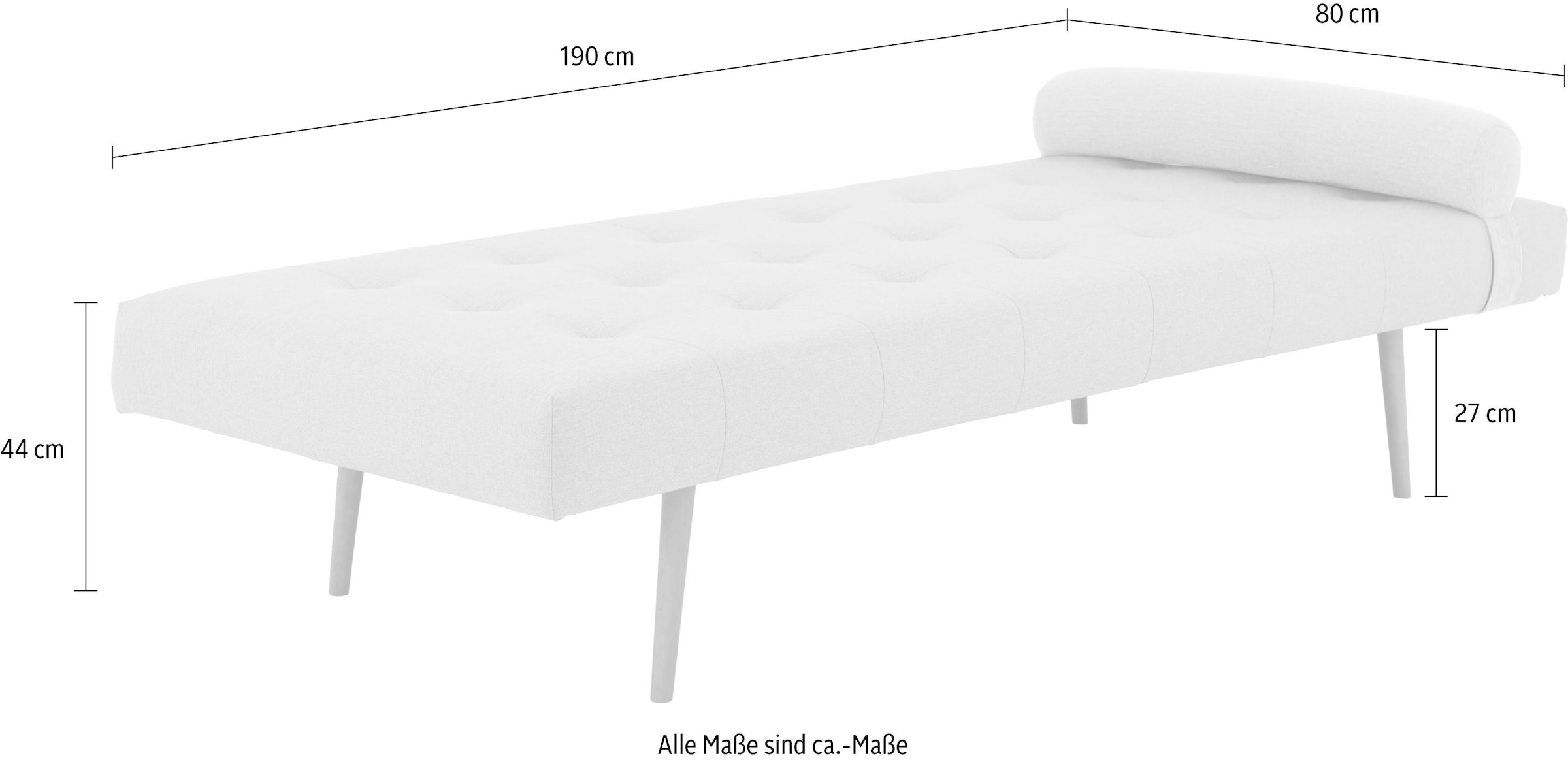 andas Lit de jour »Agnar« mit Kissenrolle, in 3 Bezugsstoffen und vielen Farben