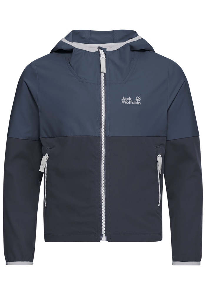 Jack Wolfskin Veste softshell »SANDBIRD HOODED JKT K« mit Kapuze Winddicht, atmungsaktiv, Übergangsjacke