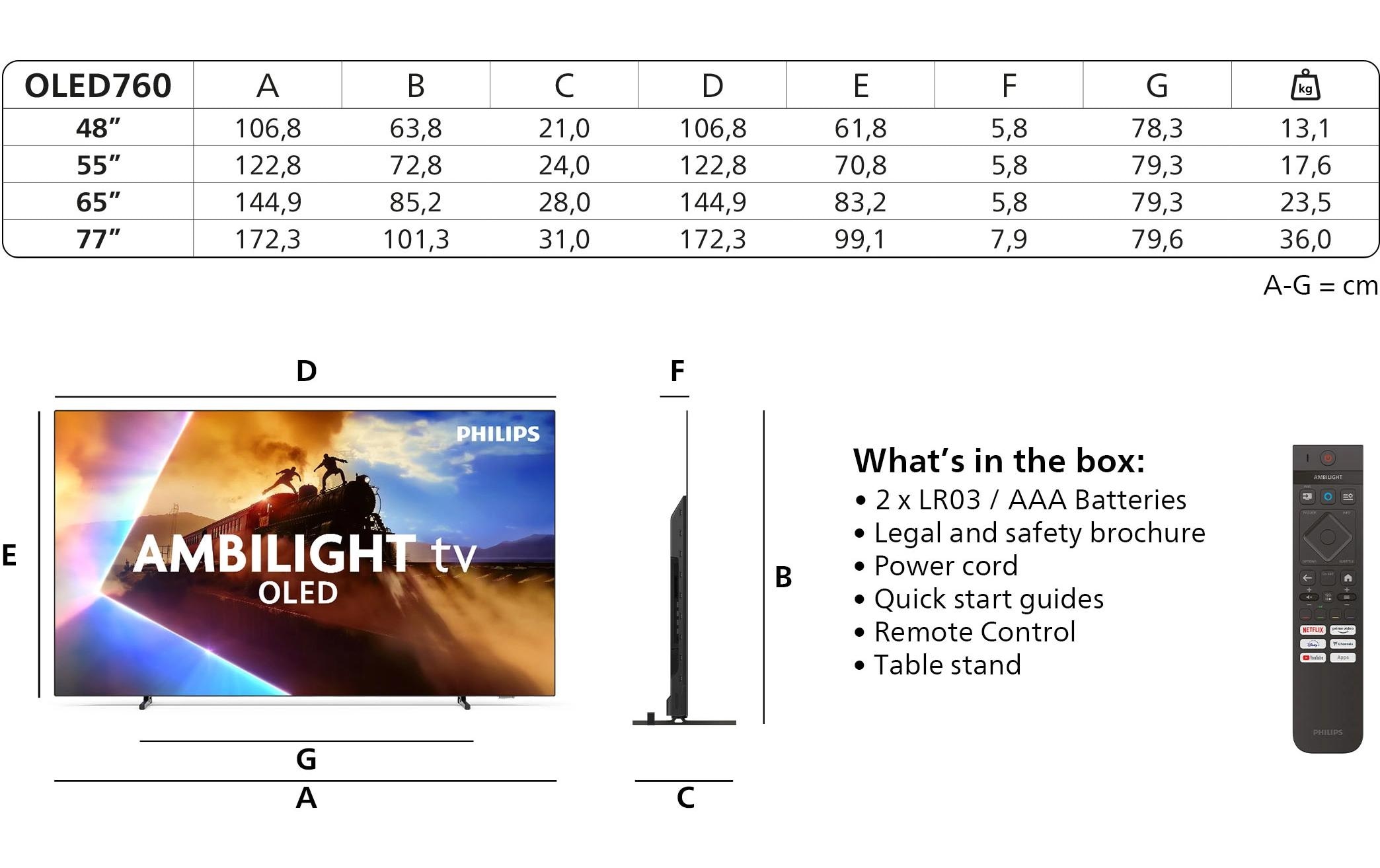 Philips OLED-Fernseher »55OLED760/12 55«, 4K Ultra HD
