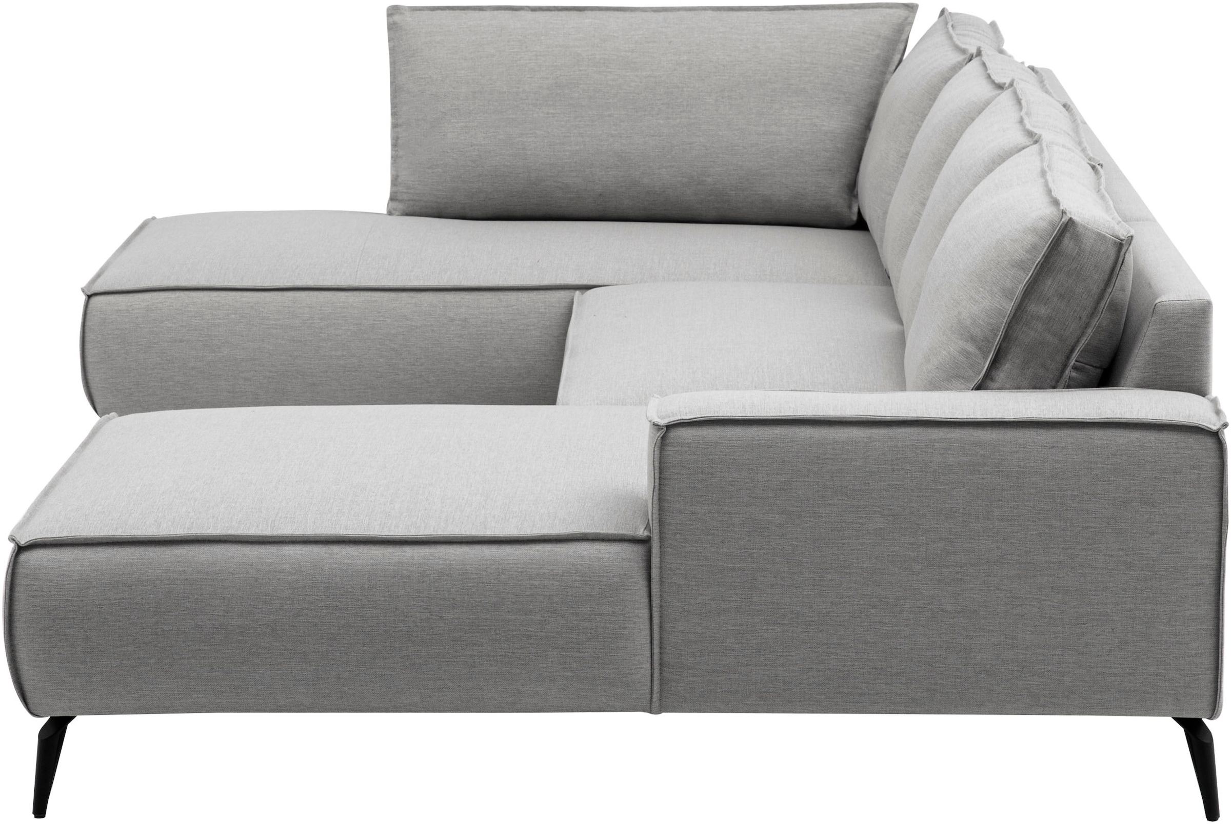 GOODproduct Wohnlandschaft »TVINNU Leinenoptik, 354 cm« Recamiere rechts/links, schwarze Metallfüsse, bequeme Sitz-/Liegefläche