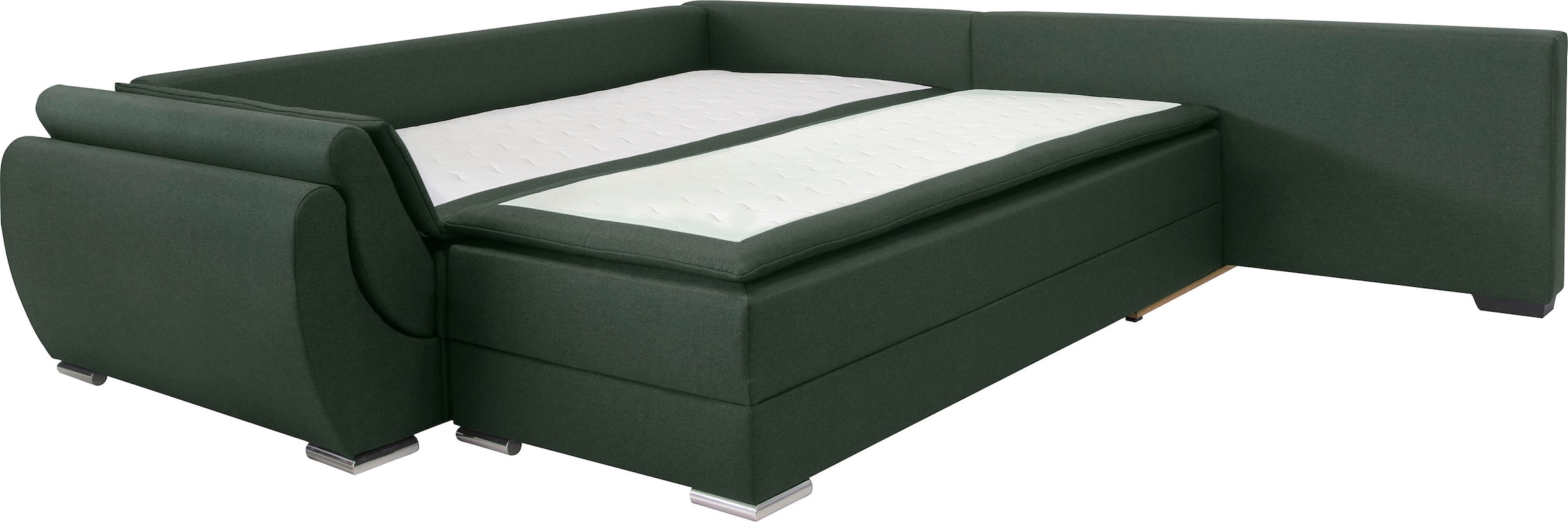 INOSIGN Ecksofa »Göteborg«, mit Boxspring-Bettfunktion und Bettkasten, Dauerschlaffunktion, Topper