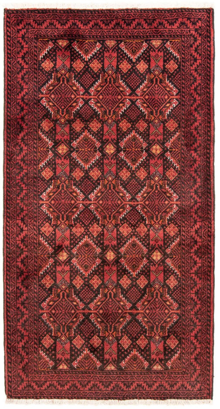 Image of morgenland Hochflor-Läufer »Belutsch Durchgemustert Rosso 194 x 101 cm«, rechteckig, 0,8 mm Höhe, Handgeknüpft bei Ackermann Versand Schweiz