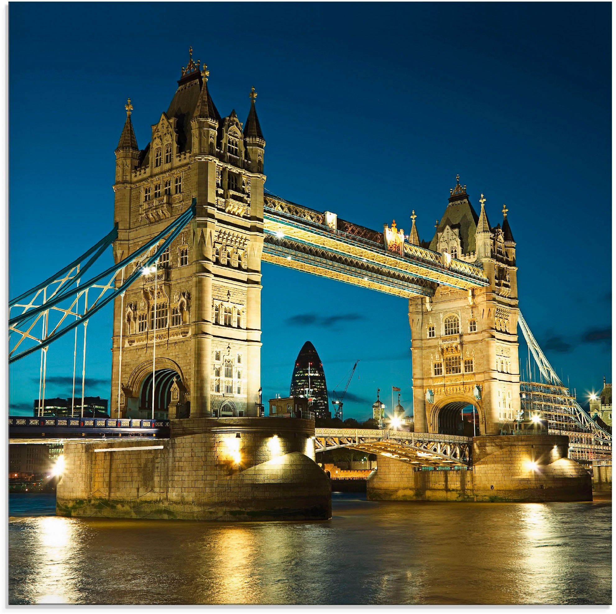 Image of Artland Glasbild "Tower Bridge Abenddämmerung London" Brücken 1 Stk. tlg. in verschiedenen Grössen