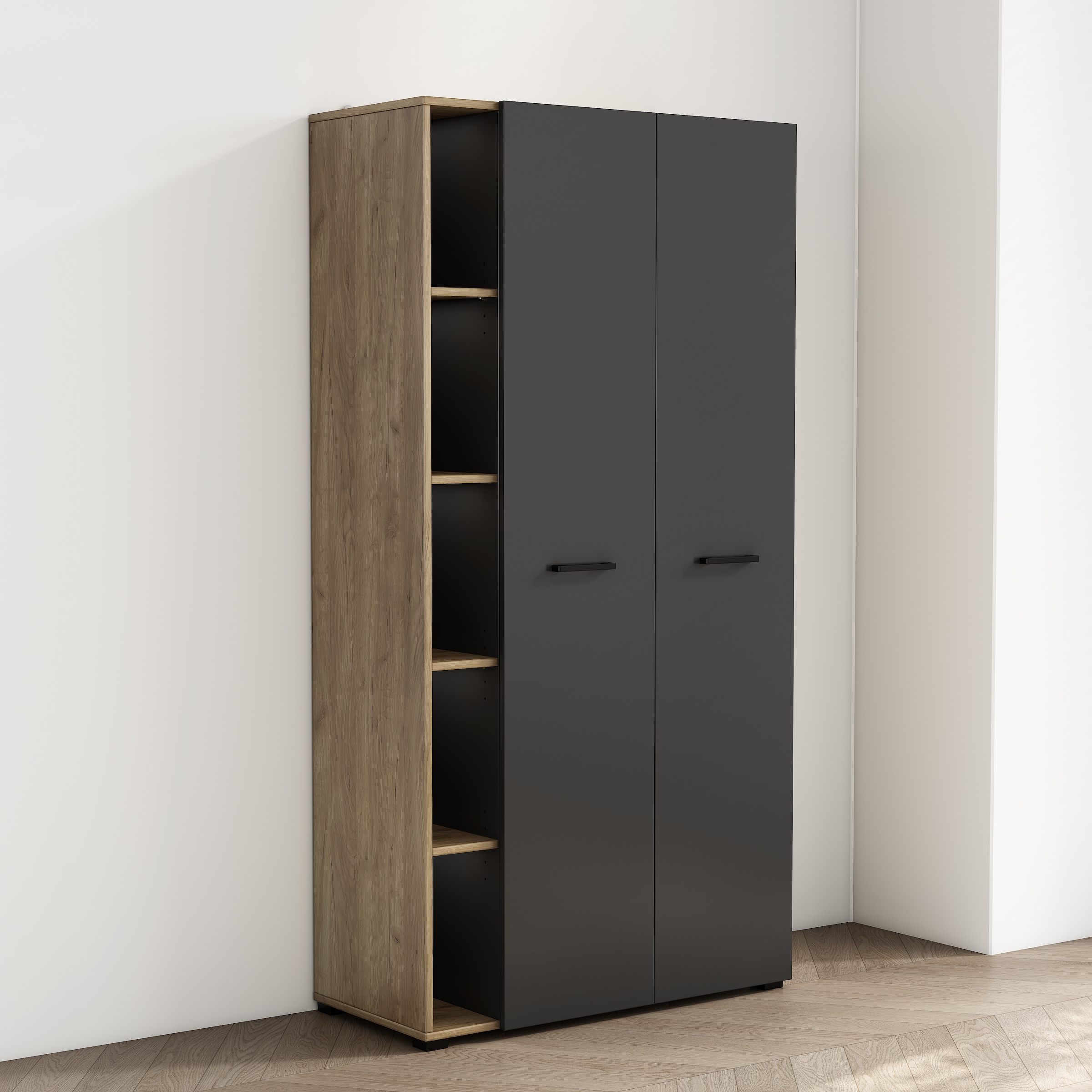 GOODproduct Computerschrank »Moid« Set,  PC-Schrank, mit zwei Türen, mit Tastaturauszug, B 88 cm
