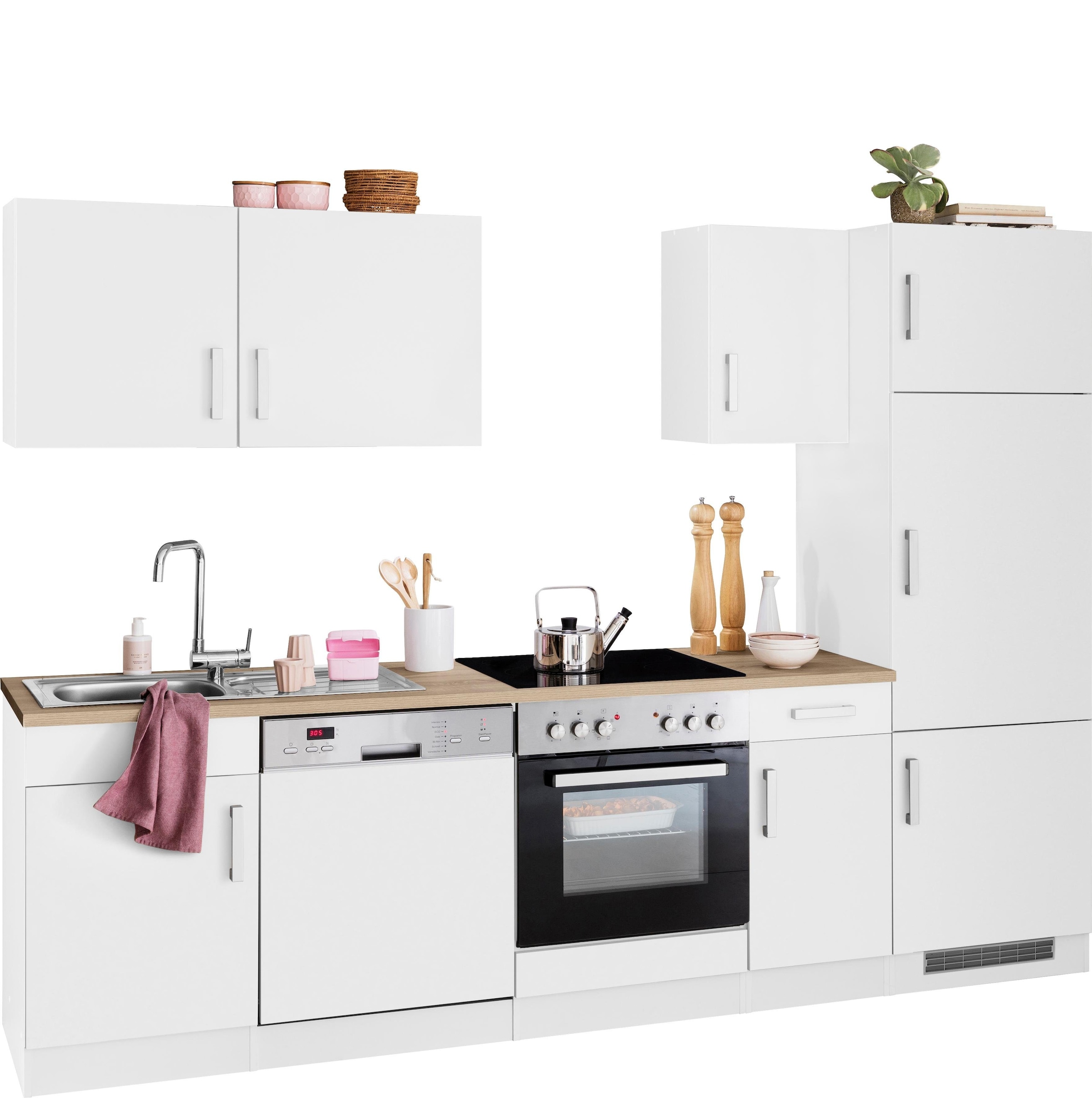 KOCHSTATION Kitchenette »KS-Gera« Largeur 270 cm, au choix avec appareils électroménagers, avec plan de travail