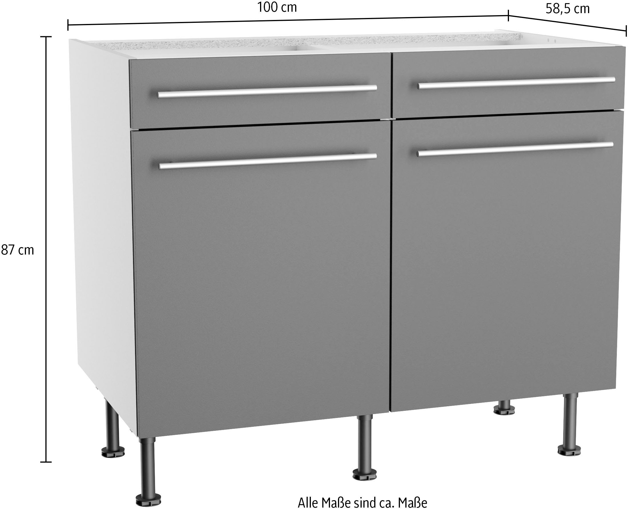 OPTIFIT Unterschrank »Bern2«, Breite 100 cm, 2 Türen, 2 Schubkästen, 1 Einlegeboden