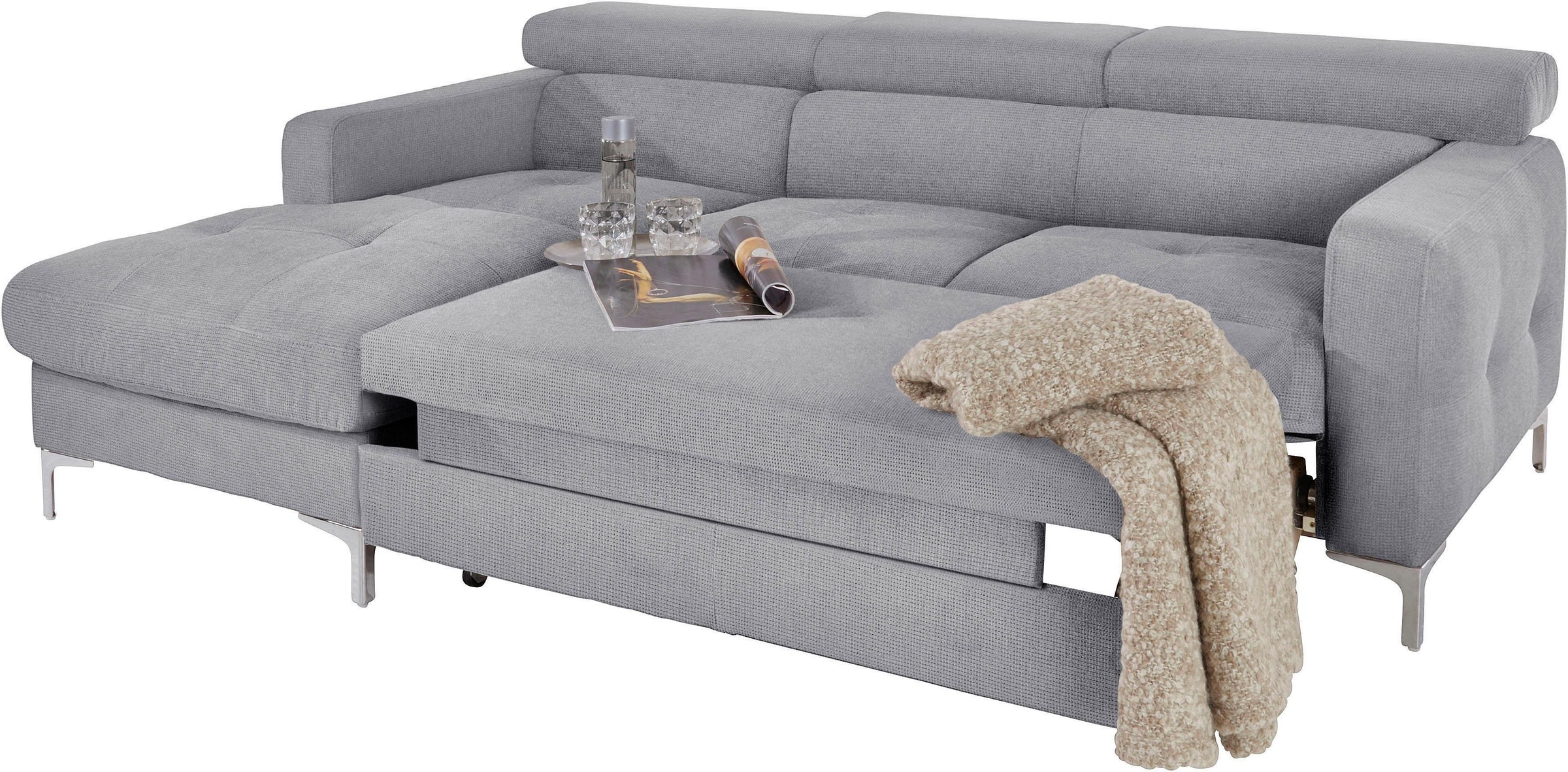 COTTA Ecksofa »Sammy L-Form«, mit Kopfteilverstellung, wahlweise mit Bettfunktion & Bettkasten