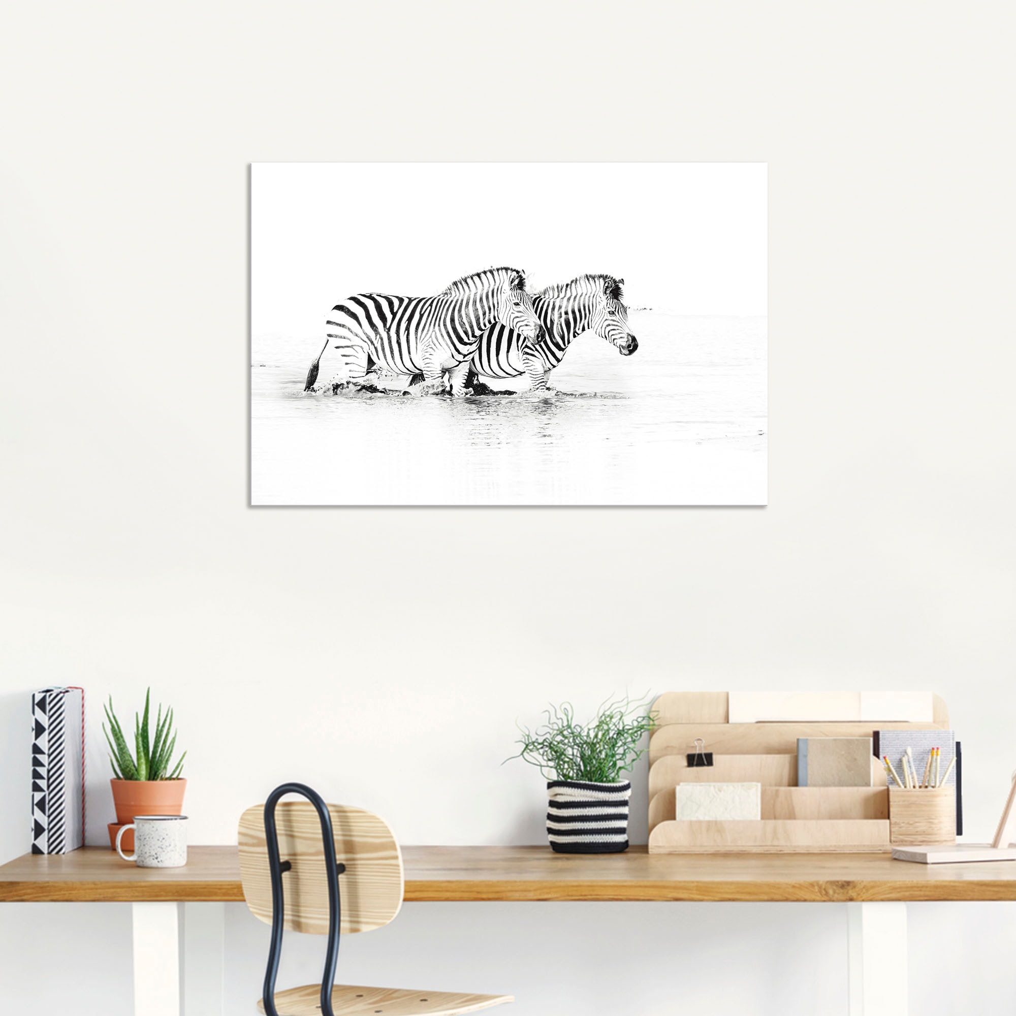 Artland Wandbild »Zebras als Zebra Wasser«, Leinwandbild, im Alubild, Wandaufkleber Bilder, kaufen versch. St.), Grössen in oder günstig (1 parallel Poster