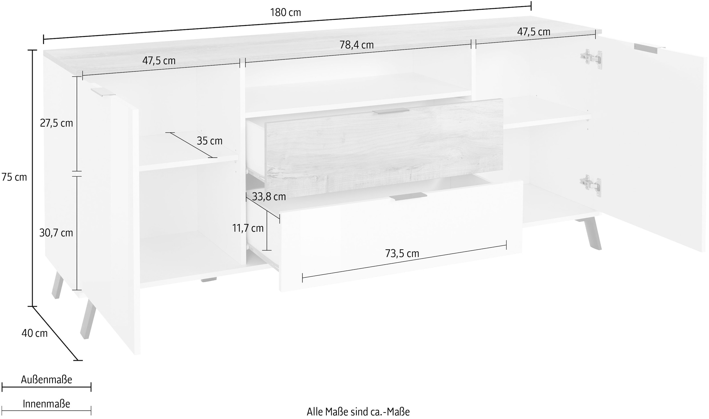 INOSIGN Sideboard »CASANOVA«, Breite ca. 180 cm