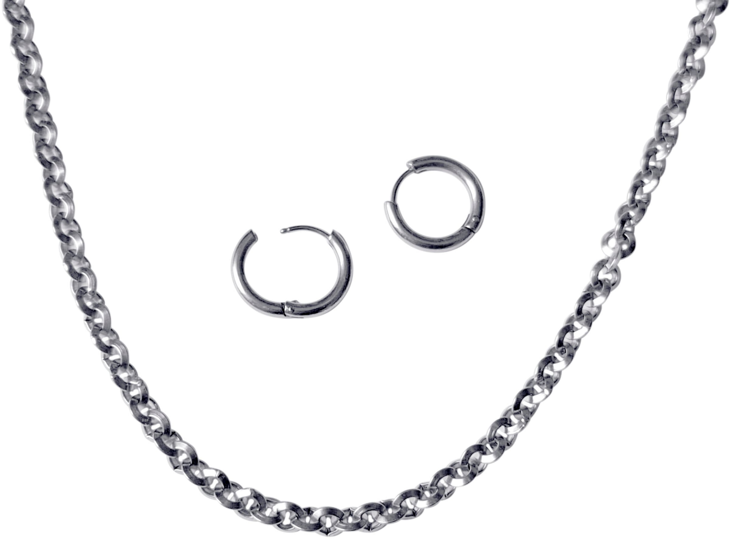Image of Firetti Schmuckset "Mulitpack Schmuck Geschenk Edelstahl Halskette Paar Creolen" (Set, 3 Stk. tlg.)