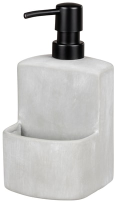 WENKO Spülmittelspender »Modell Festival«, aus Beton, angesagter Industrial Look, mit Spülschwamm-Fach, 380 ml