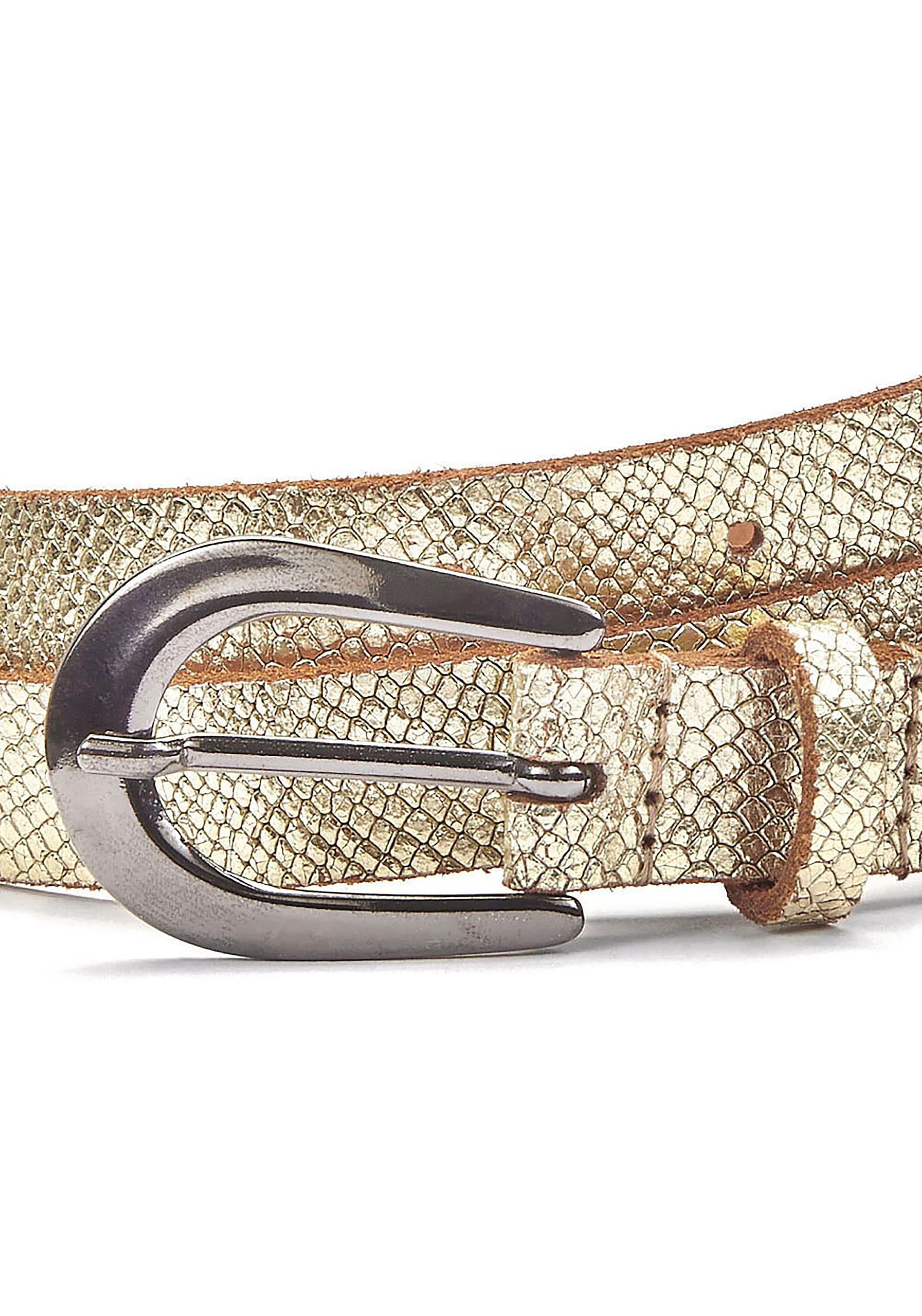 LASCANA Ceinture de hanche »Ledergürtel, schmaler Gürtel, Anzuggürtel« en cuir aspect serpent métallisé pour pantalons, jeans et robes