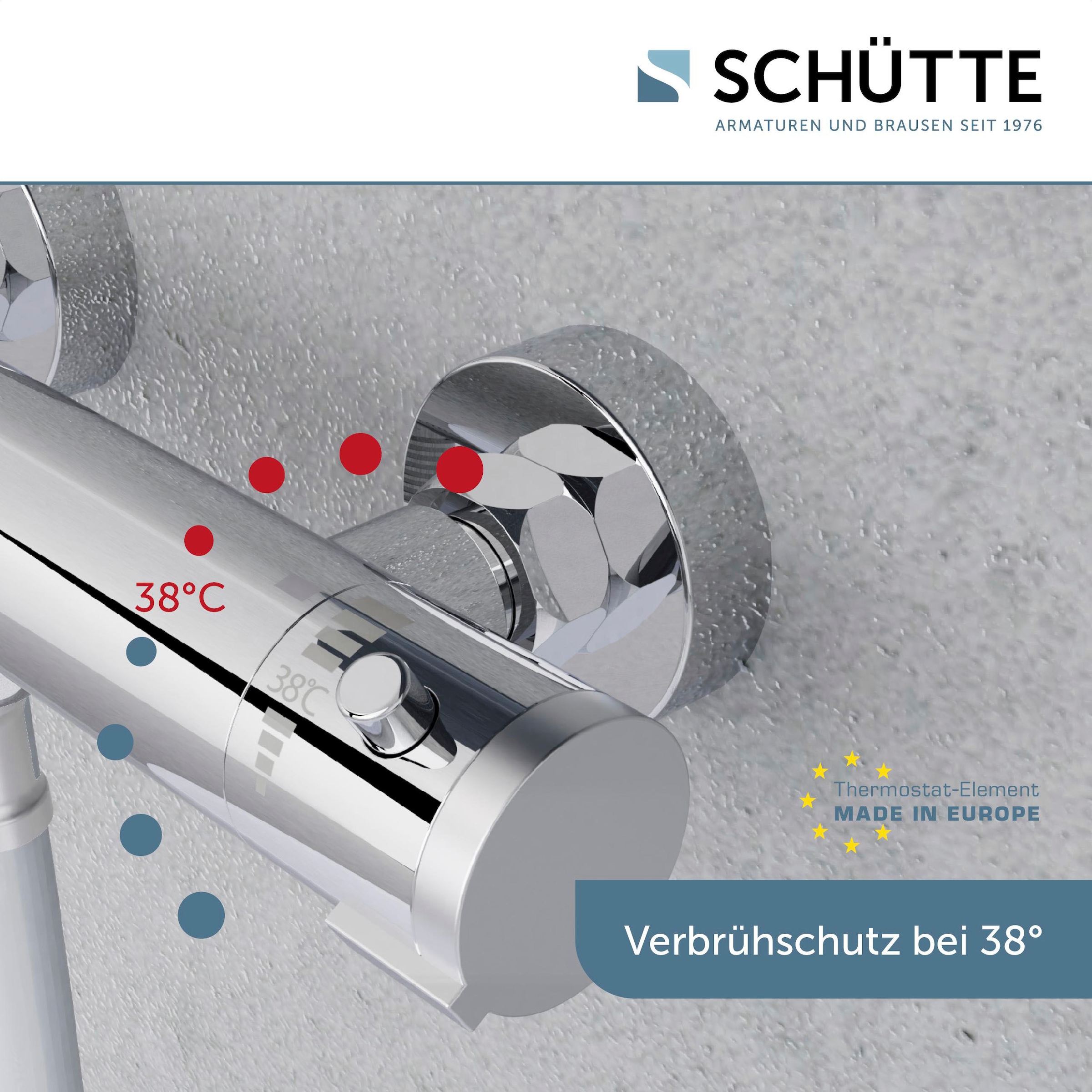 Schütte Robinetterie de salle de bain »3-teilige Serie LONDON« Ensemble,  Économique, protection anti-brûlure, pivotant à 360°, économiseur d’eau