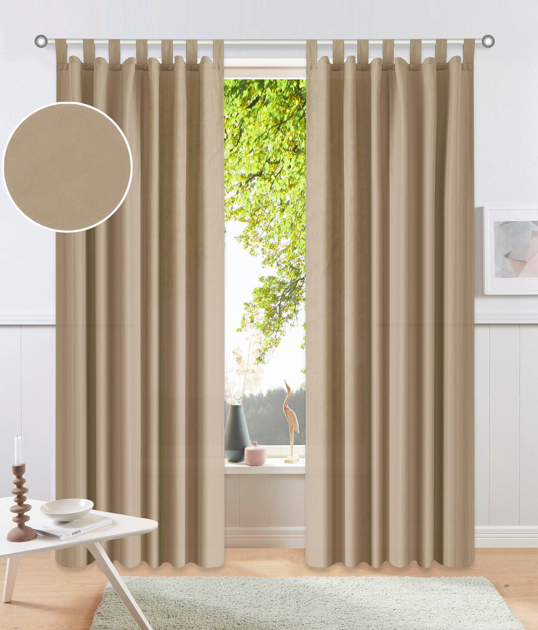 Image of GOODproduct Vorhang "Raja mit Schlaufen, 2er Pack, blickdicht, Topseller" Schlaufen 2 Stk. tlg. 2er-Set, Bestseller, einfarbig, modern, pflegeleichte Mikrofaser