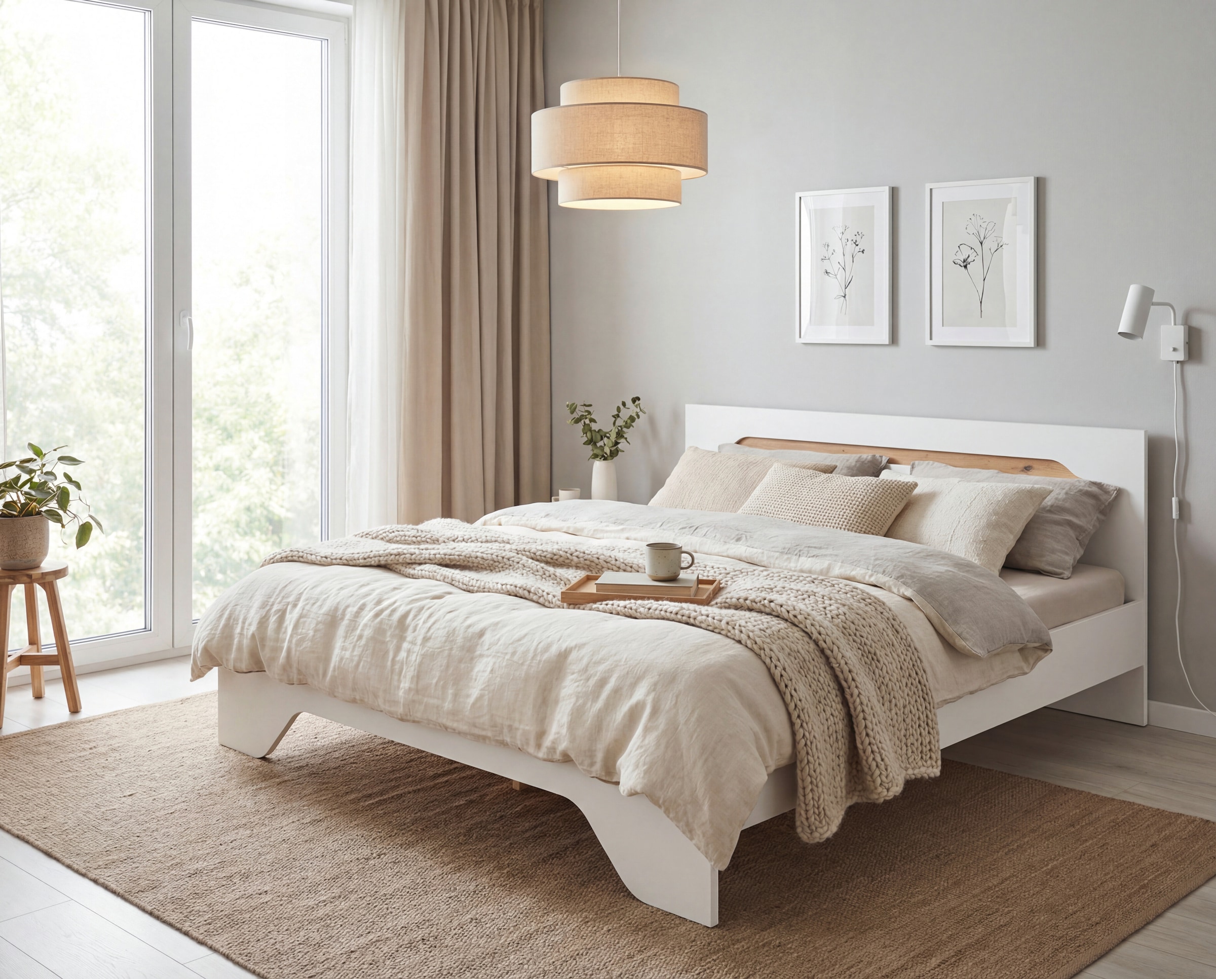 GOODproduct Bett »Doppelbett Holzbett Futonbett AGORDO« Liegefläche: 180x200 cm,  mit stilvoller Kopfteil-Absetzung in Eiche Artisan MADE IN GERMANY