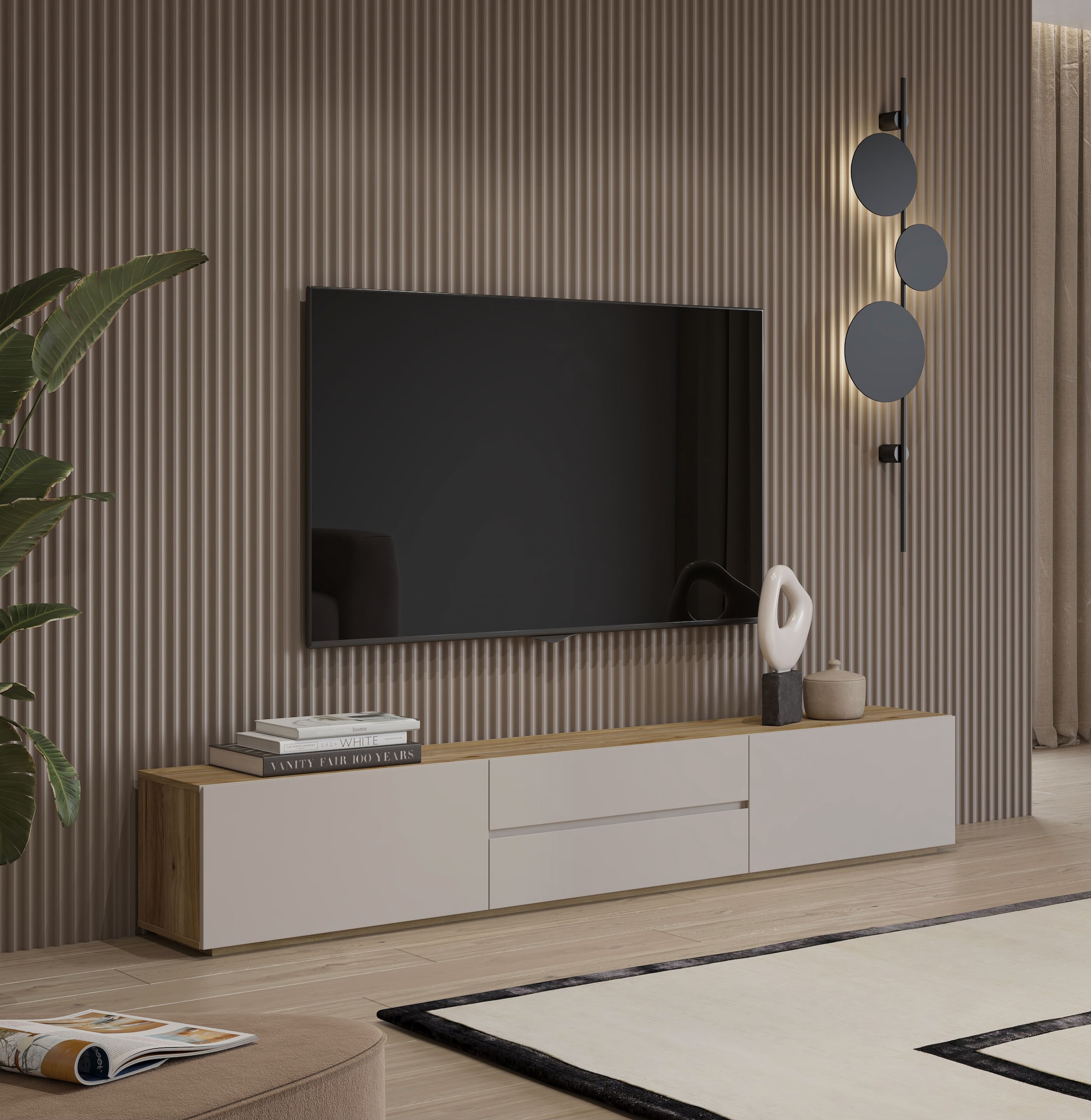 INOSIGN Table basse »Criss, Breite 200 cm, moderne grifflose TV-Kommode« TV-Kommode, TV-Schrank, hängend und stehend montierbar