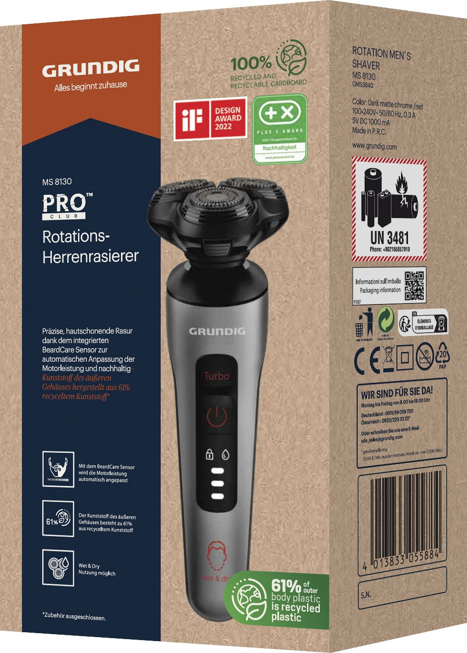 Grundig Elektrorasierer »Herrenrasierer ProClub MS 8130«, 1 St. Aufsätze