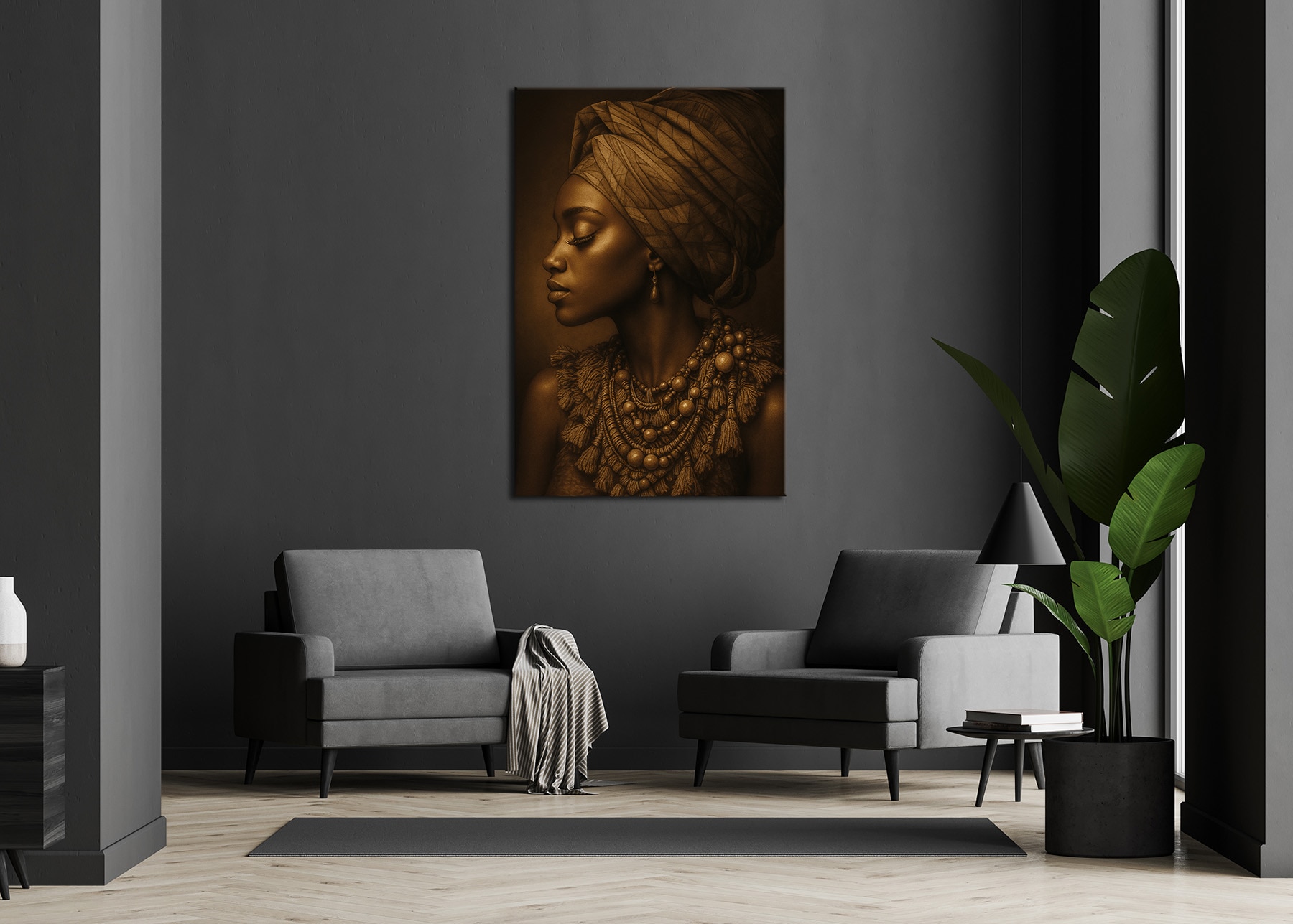 Bönninghoff Leinwandbild »Wandbild AFRIKANISCHE FRAU 78x118 cm – Leinwandbild Keilrahmen Deko« Afrika | Frau | Portrait 1 Stk. tlg. auf Keilrahmen gespannt