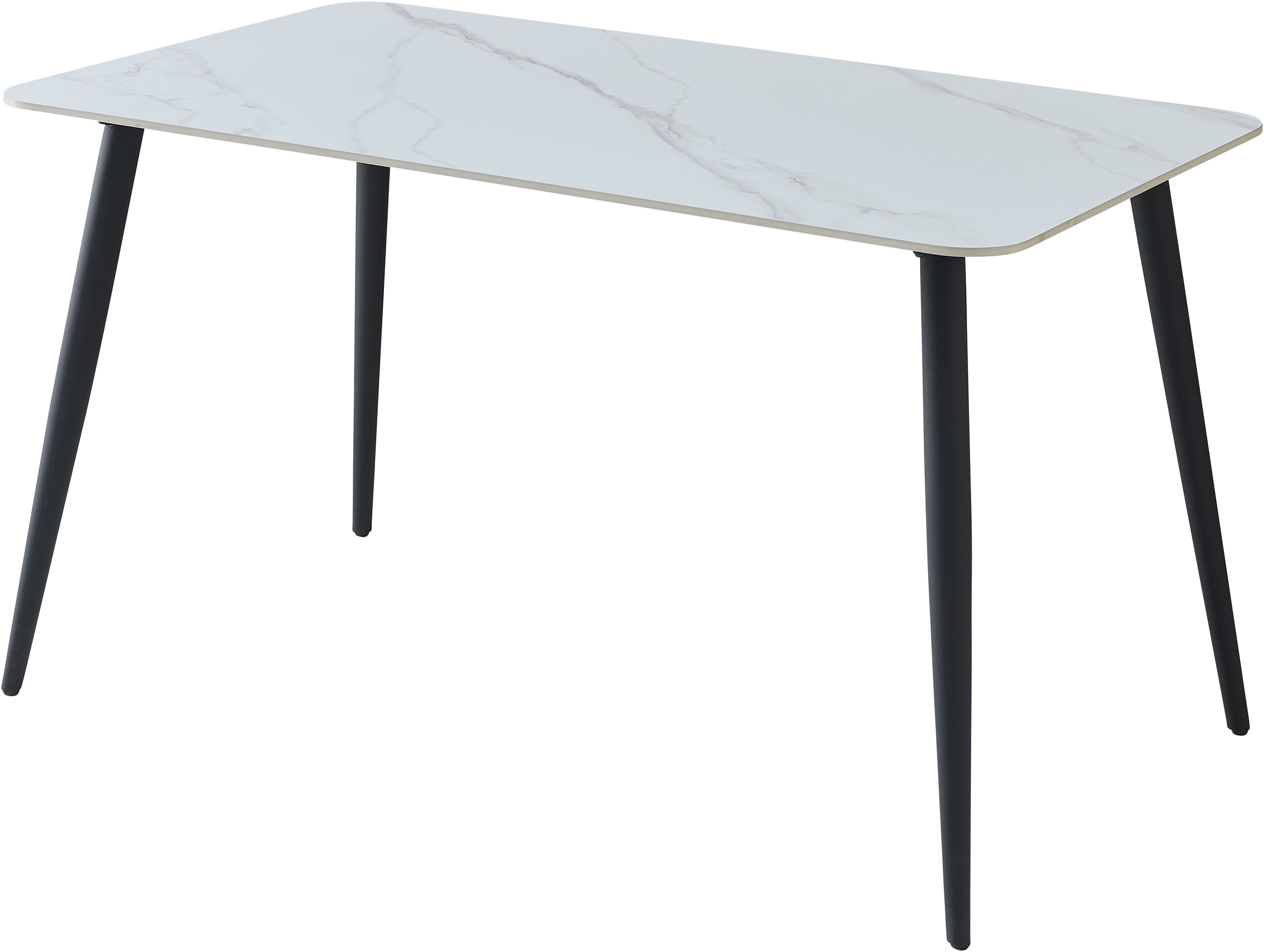 Stolkom Esstisch »Cody Esszimmertisch Keramik, Weiss marmoriert, BxHxT 140x76x80 cm«, Keramikoberfläche weiss marmoriert, 4-Fuss Gestell Schwarz matt