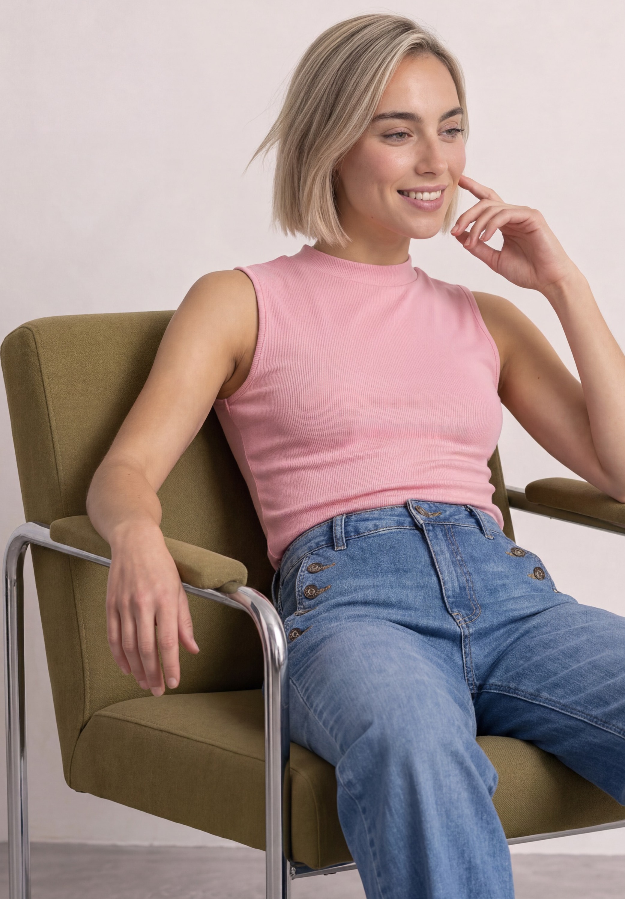 STREET ONE Shirttop Sommer-Top im Silk-Look mit Turtle Neck