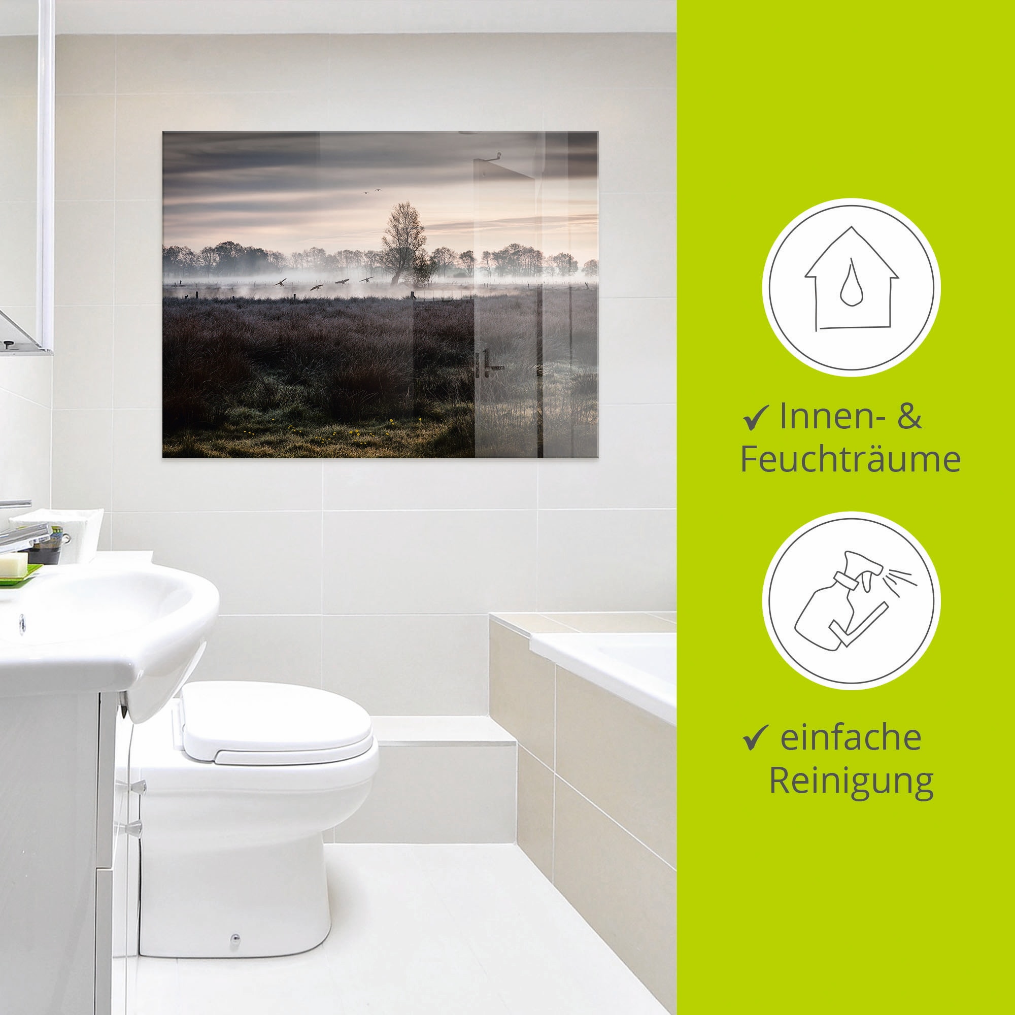 Artland Glasbild »Notlandung«, Wiesen & Bäume, (1 St.), in verschiedenen Grössen