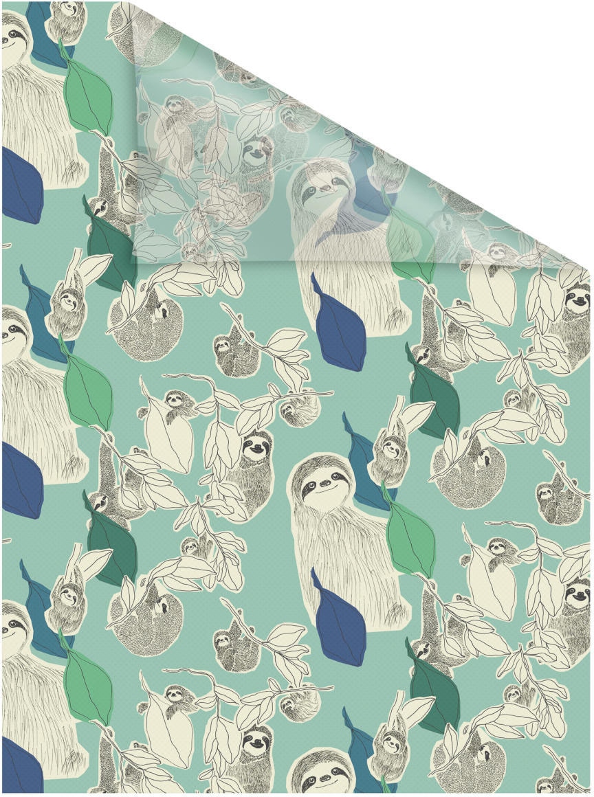 LICHTBLICK ORIGINAL Fensterfolie »Fensterfolie selbstklebend, Sichtschutz, Sloths on turquoise - Grün«, 1 St., blickdicht, glattstatisch haftend