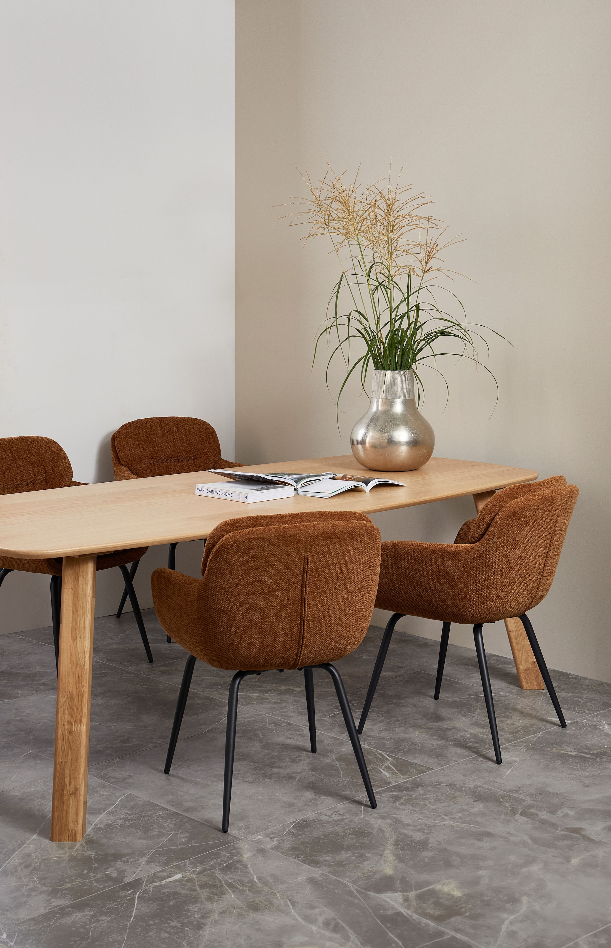WOOOD Esszimmerstuhl »Runa Chenille-Bezug mit Metallgestell, H 82 x B 57 x T 59 cm« (Set) 2 Stk.(Set, 2 St)Tragkraft 120 kg, pfleigleicht Geringe Verschleissfestigkeit