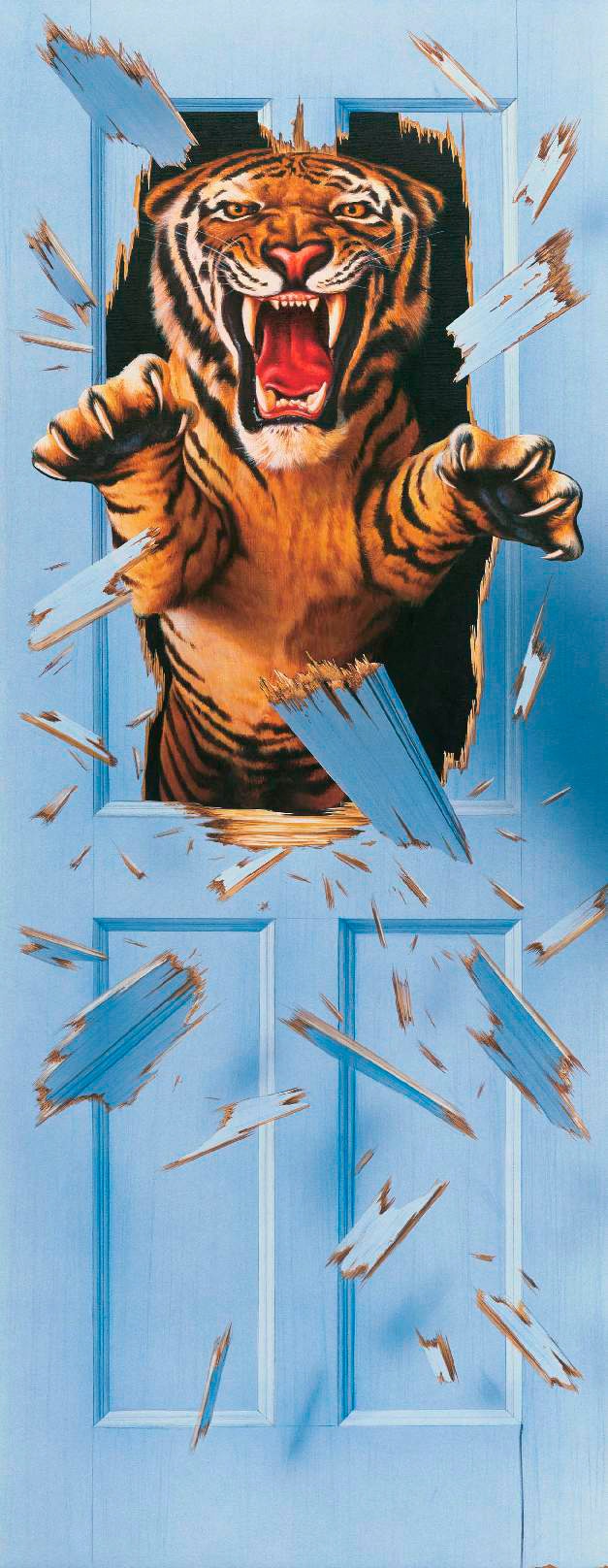 Image of Papermoon Fototapete "Bursting Tiger - Türtapete" matt