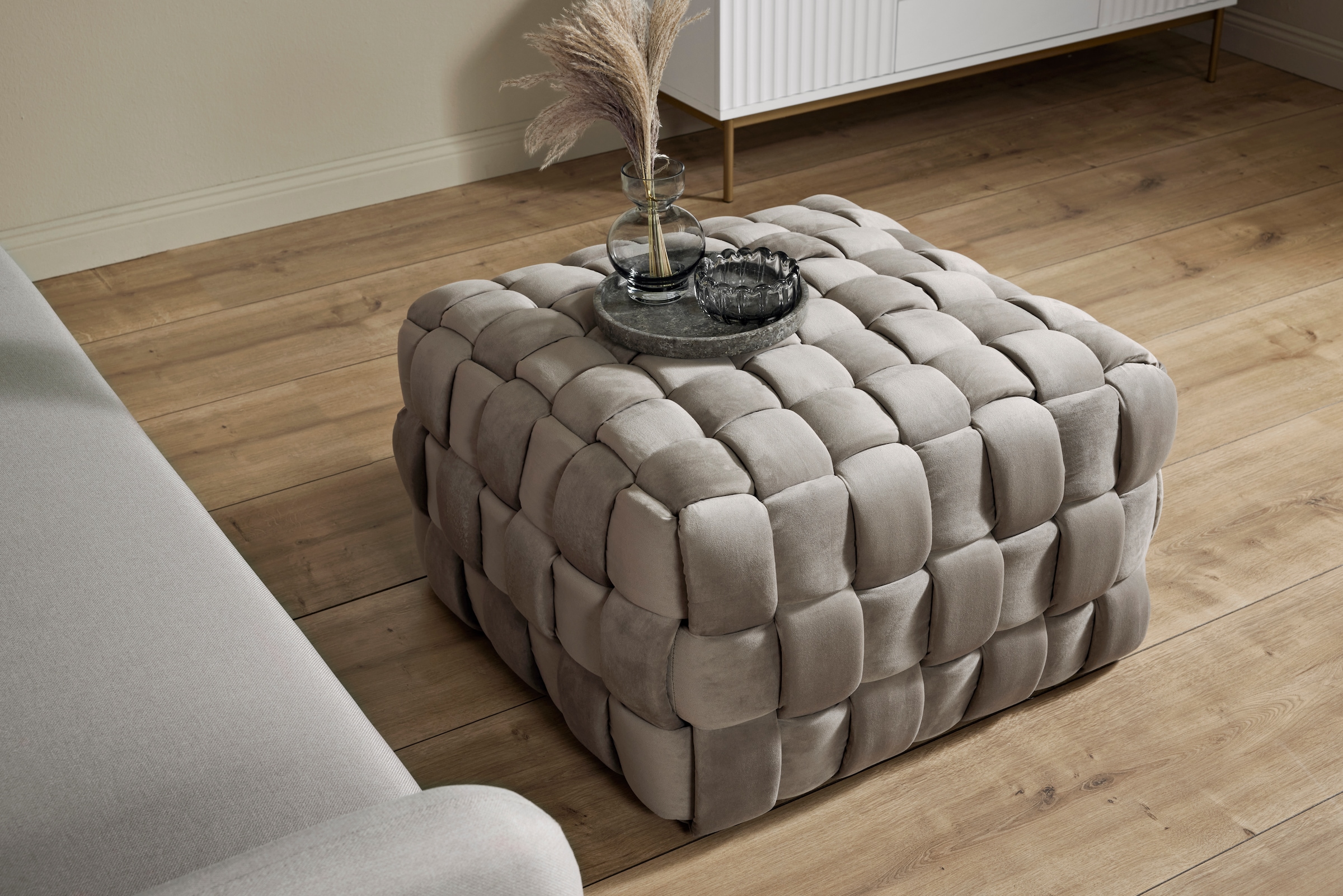 Jahnke Hocker »WEB ART M« Hocker, Couchtisch, Beistelltisch gepolstert in edler Flechtoptik