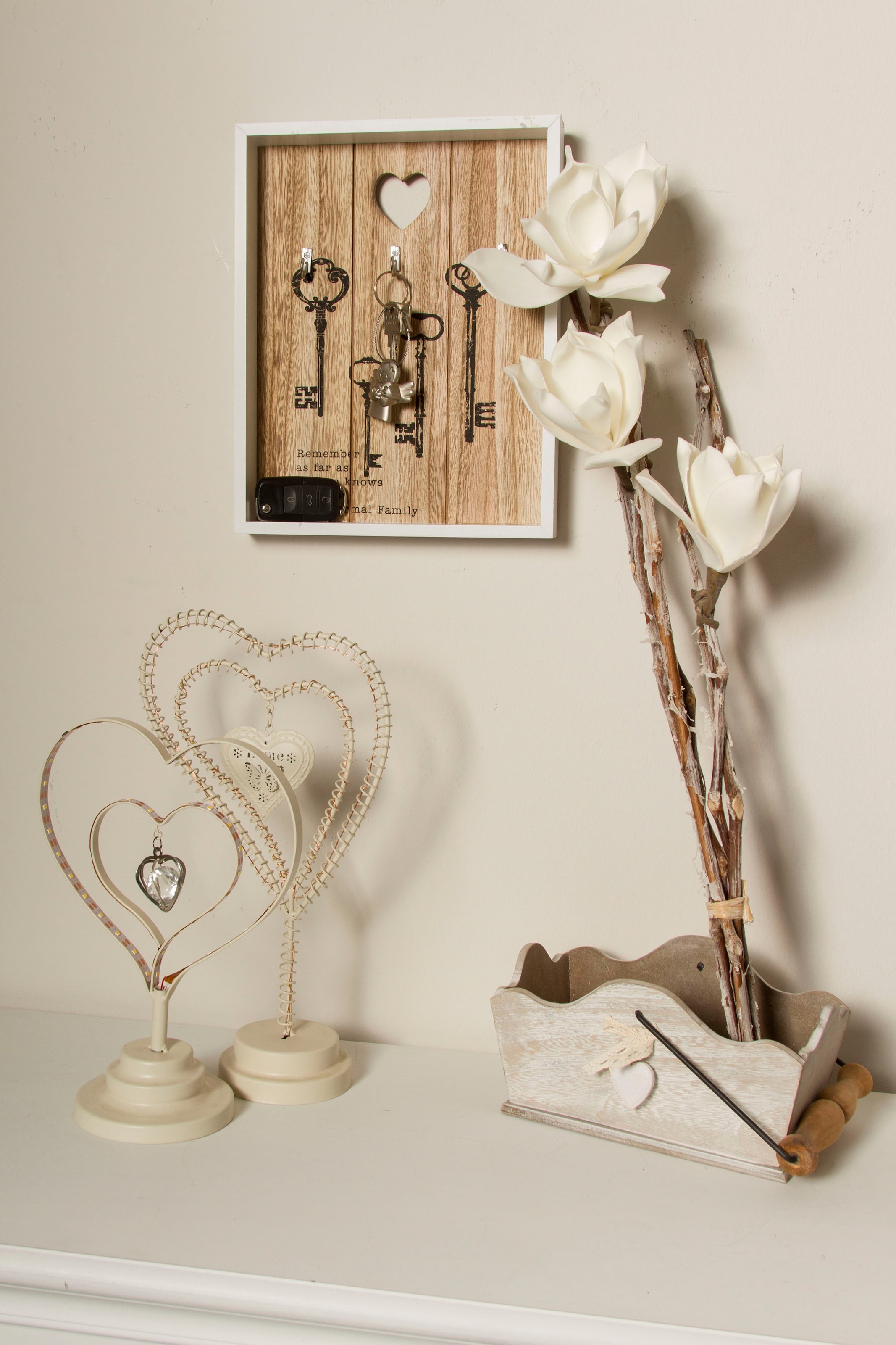 Myflair Möbel & Accessoires Schlüsselkasten »Saltrass, weiss«, Schlüsselbrett, mit 3 Haken & Schriftzug
