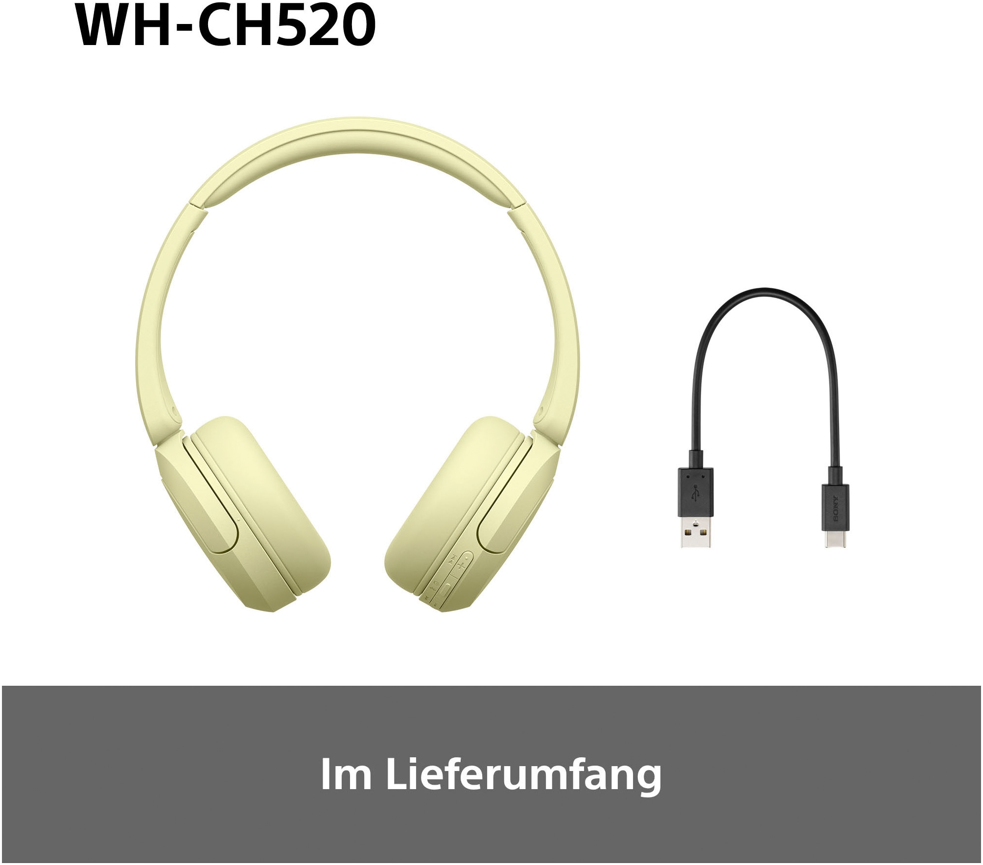 Sony Casque supra-auriculaire »WHCH520« commande vocale | compatible avec Siri | fonction mains libres | réduction du bruit autonomie max. batterie 200 h (veille)