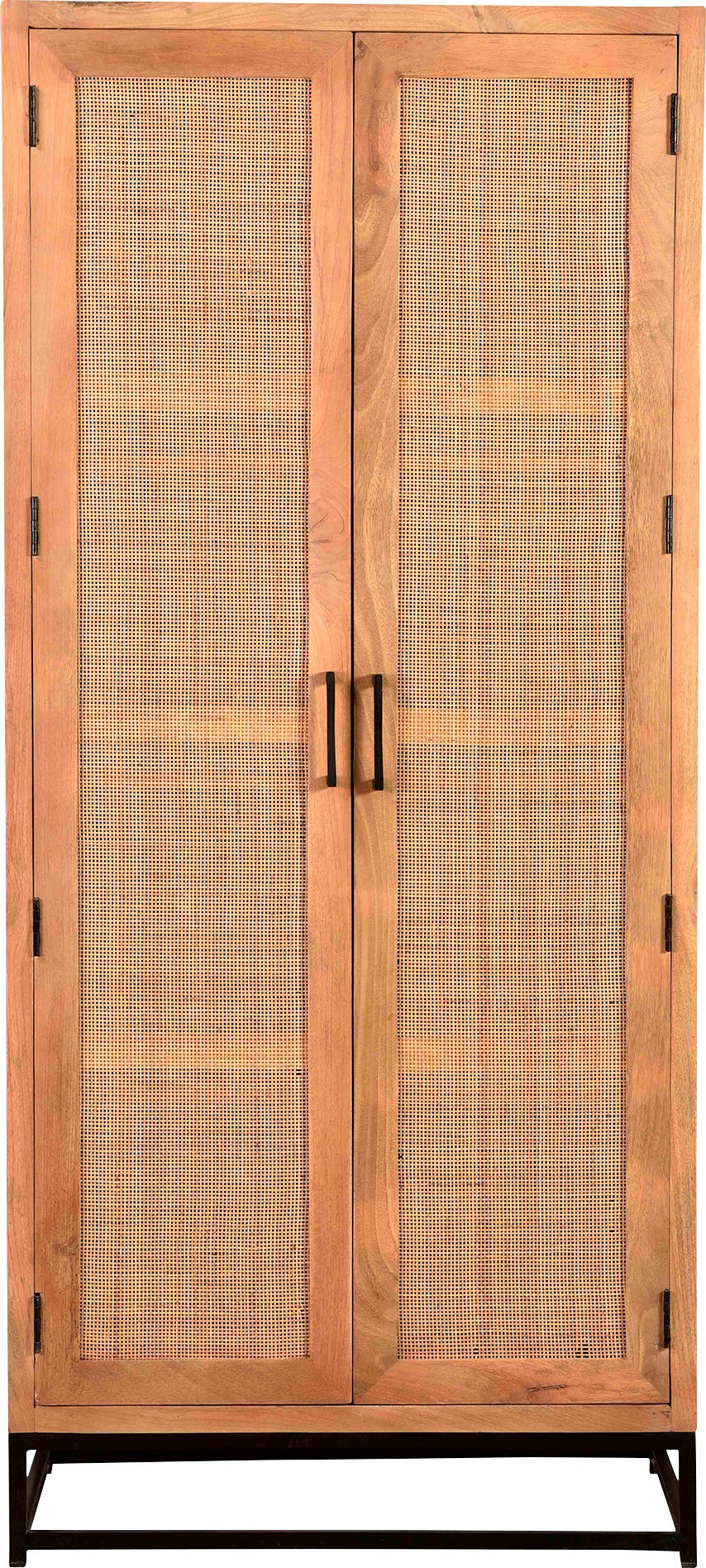 SIT Mehrzweckschrank "Auckland aus Mangoholz Garderobenschrank, Rattan-Front & Metallgestell" Trendige Rattan-Einsätze für natürlichen Boho- und Retro-Charme