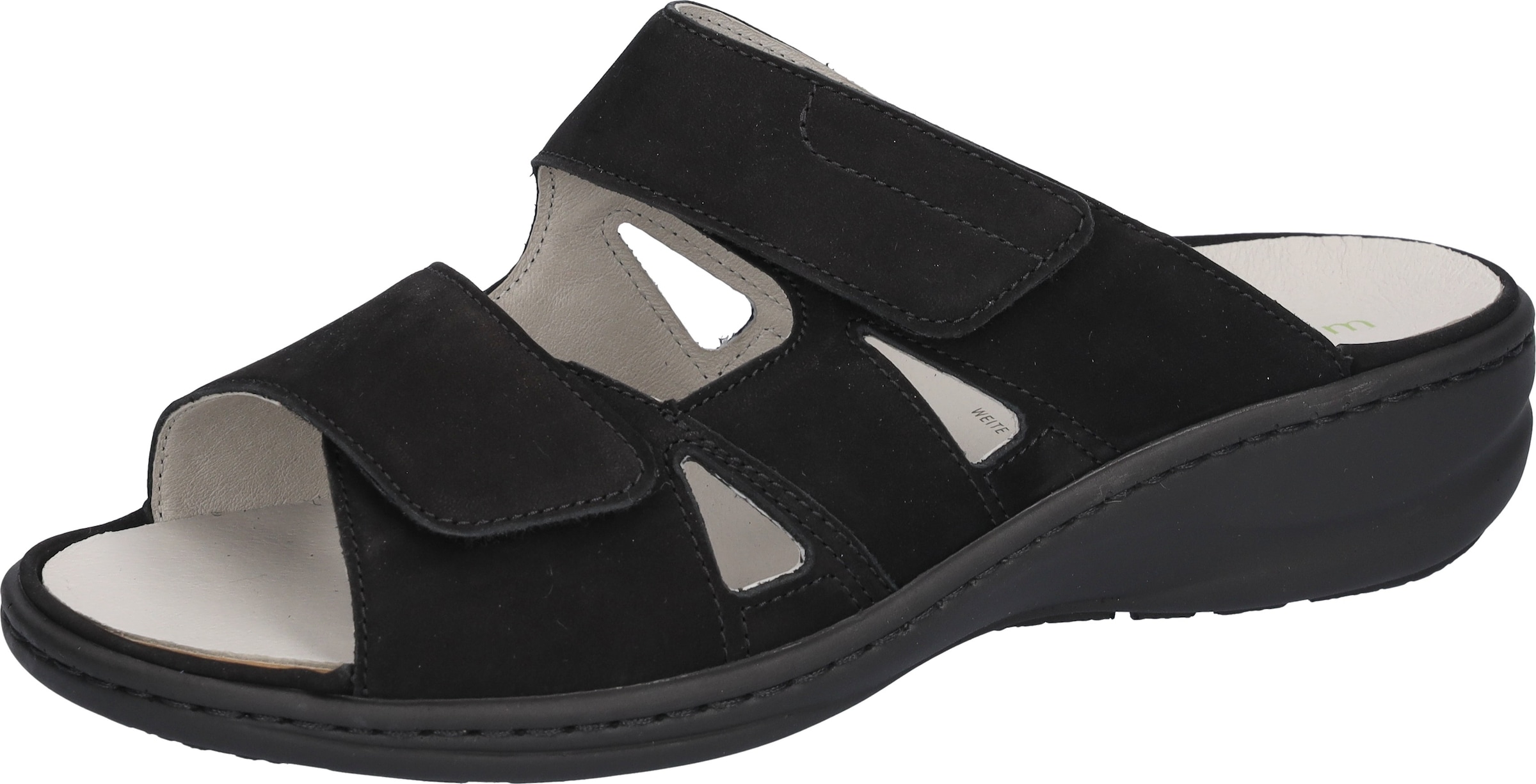 Image of Waldläufer Pantolette "HERIA" Sommerschuh, Komfortschuh, Hausschuh in Weite H, mit Klettverschlüsse